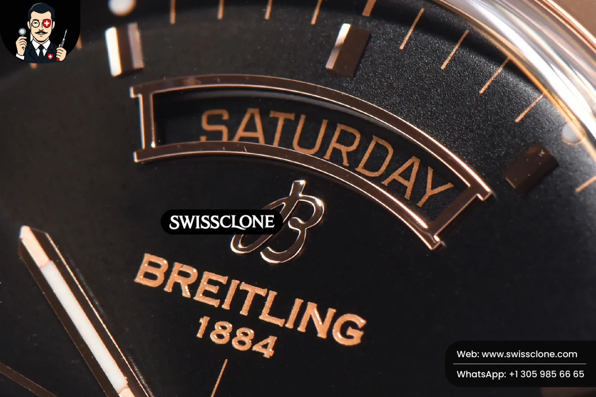 Breitling Transocean Day & Date V7F 43mm Black Dial Black Leather CA145 1:1 Super Clone - Caseback & Cloned Calibre Movement