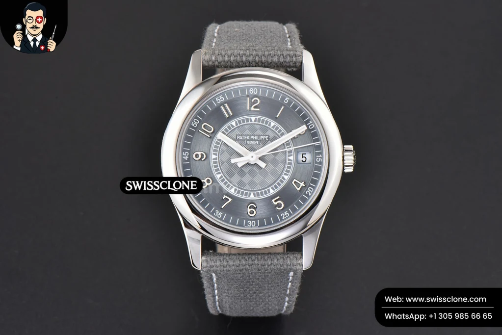 Calatrava 6007 40mm PPF Grey Blue Dial Gray Nylon Strap 324CS