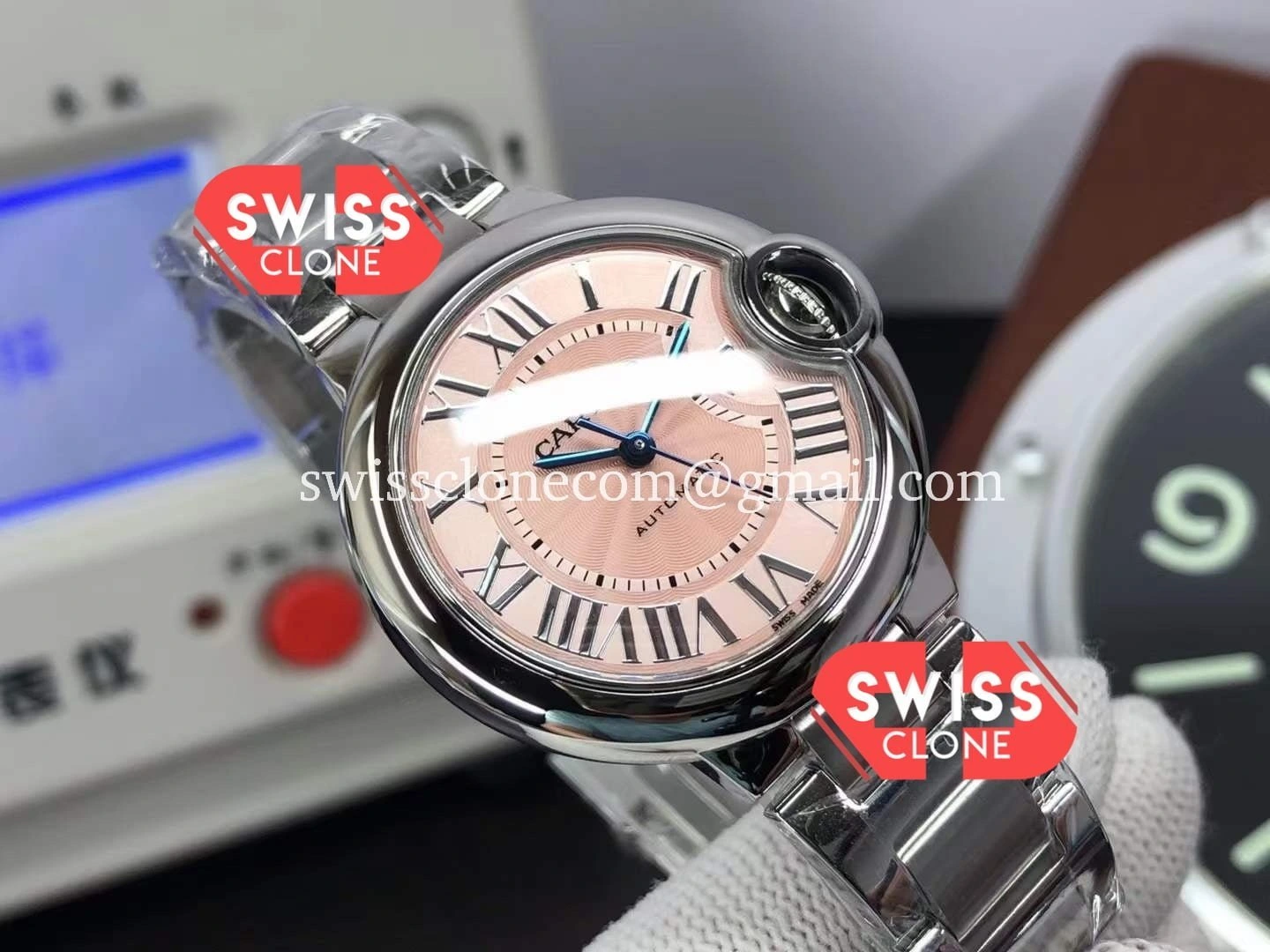 Cartier De Ballon Pink Dial 36MM Automatic 1:1 Super Clone - Dial Macro Close-Up