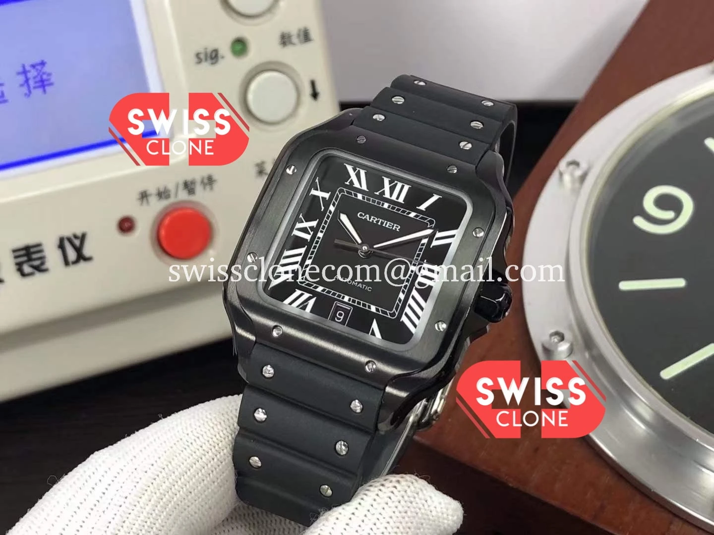 Cartier De Santos DLC Coated 1:1 Super Clone - Bezel & Case Profile