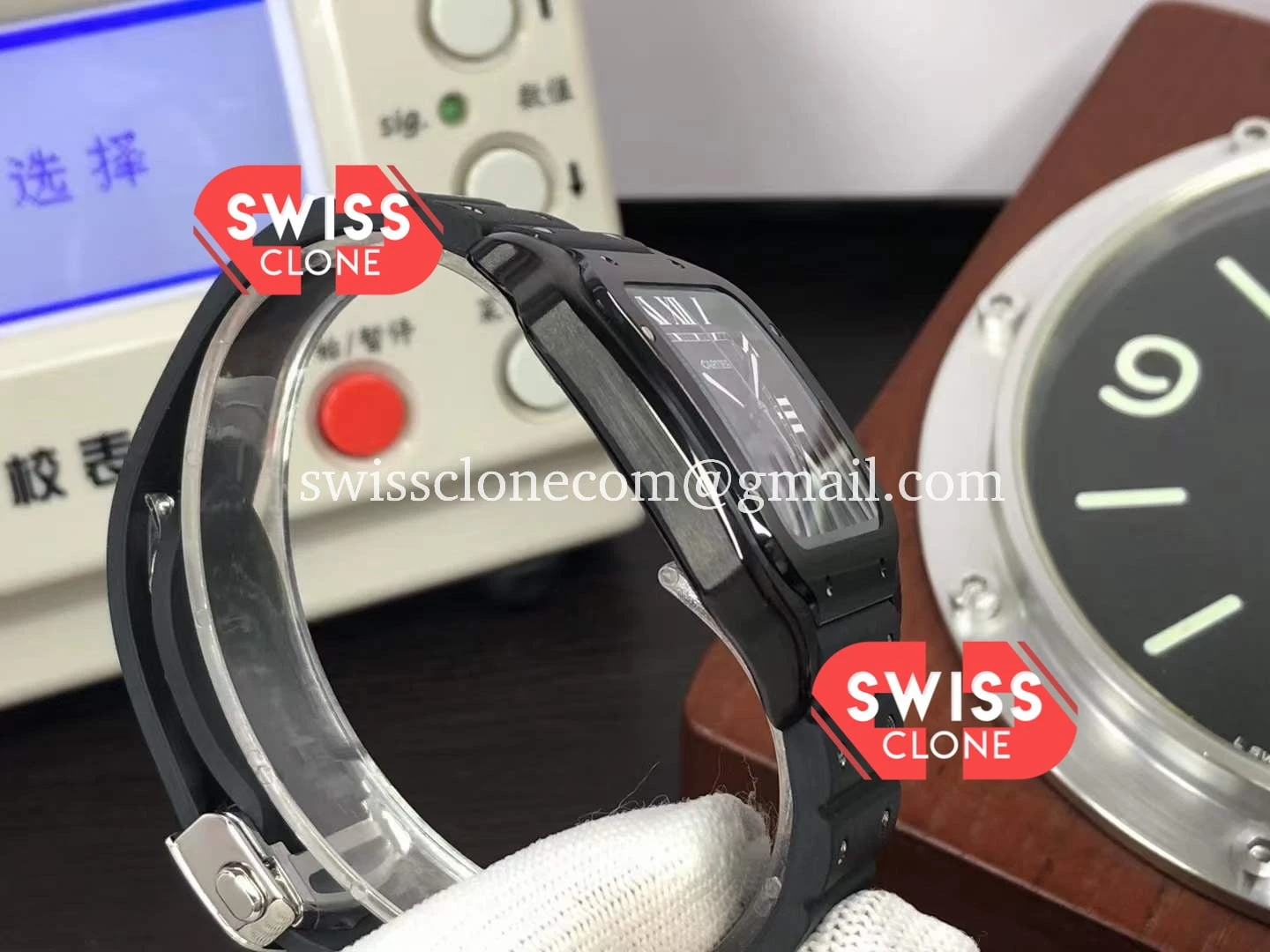 Cartier De Santos DLC Coated 1:1 Super Clone - Caseback & Cloned Calibre Movement