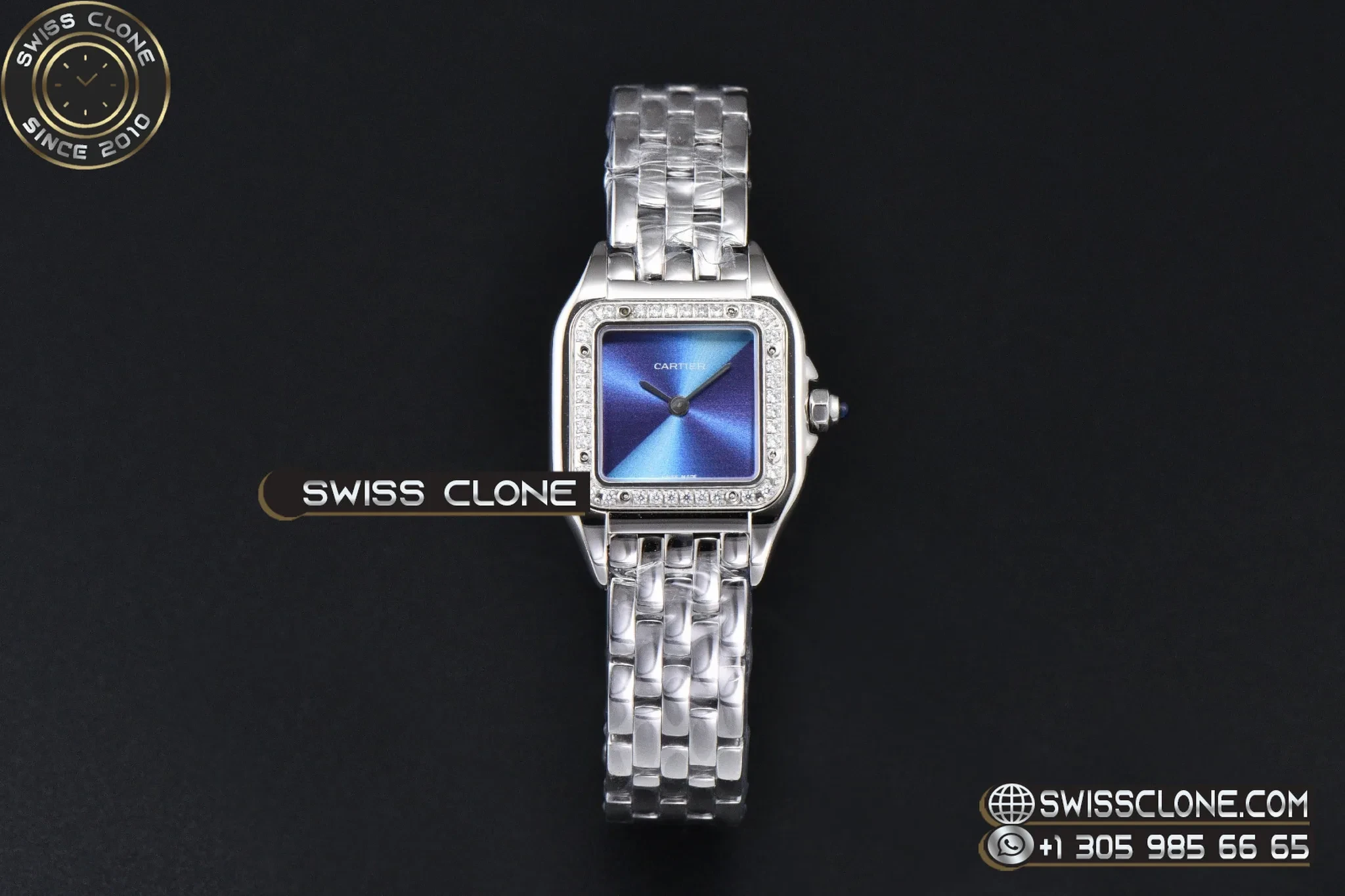 Cartier Panthère Secrete Ladies 22mm Diamond Bezel Blue Dial on Ronda Quartz