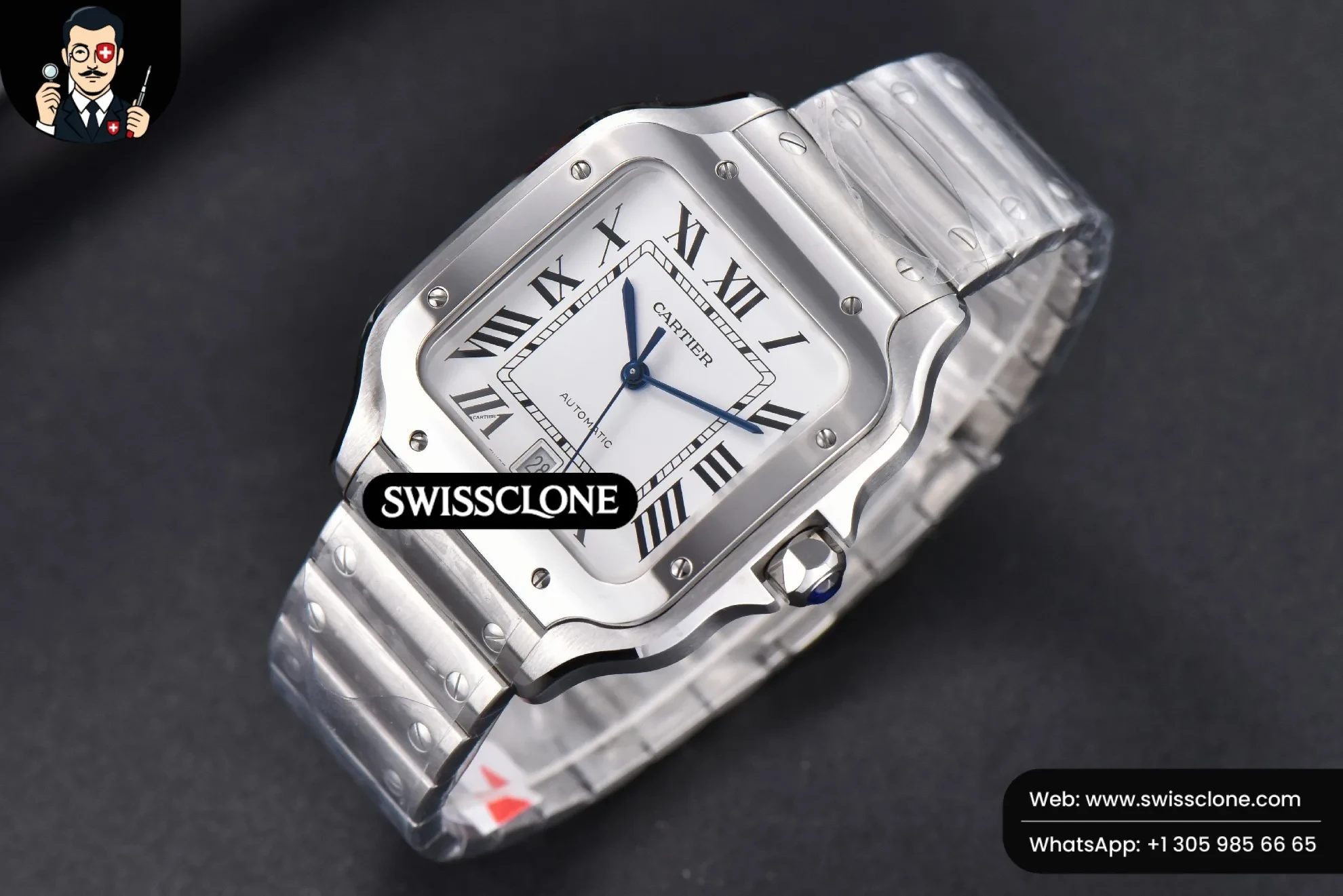 Cartier Santos de Cartier XL 40mm White Dial 9015 1:1 Super Clone - Bezel & Case Profile