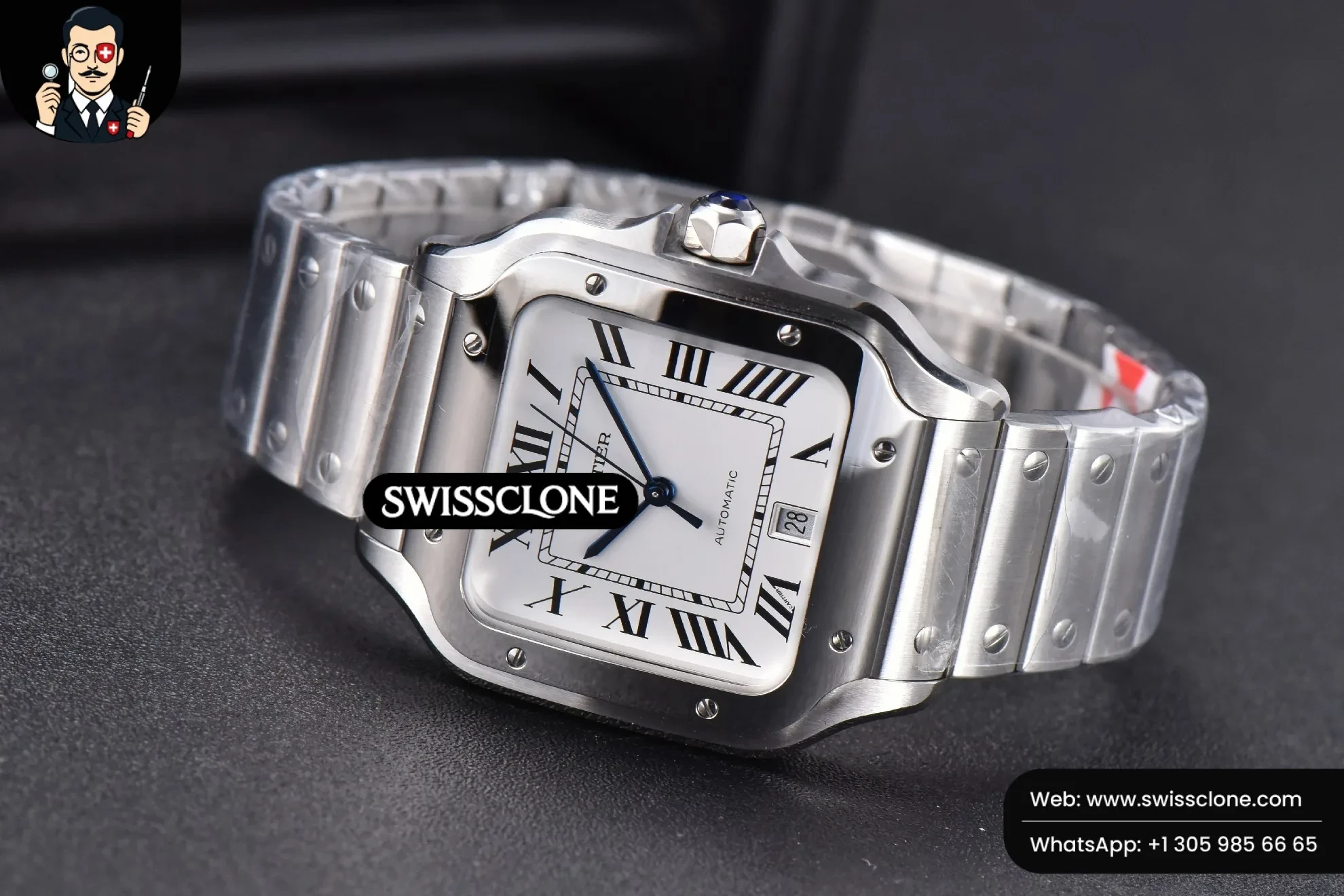 Cartier Santos de Cartier XL 40mm White Dial 9015 1:1 Super Clone - On-Wrist Presence View