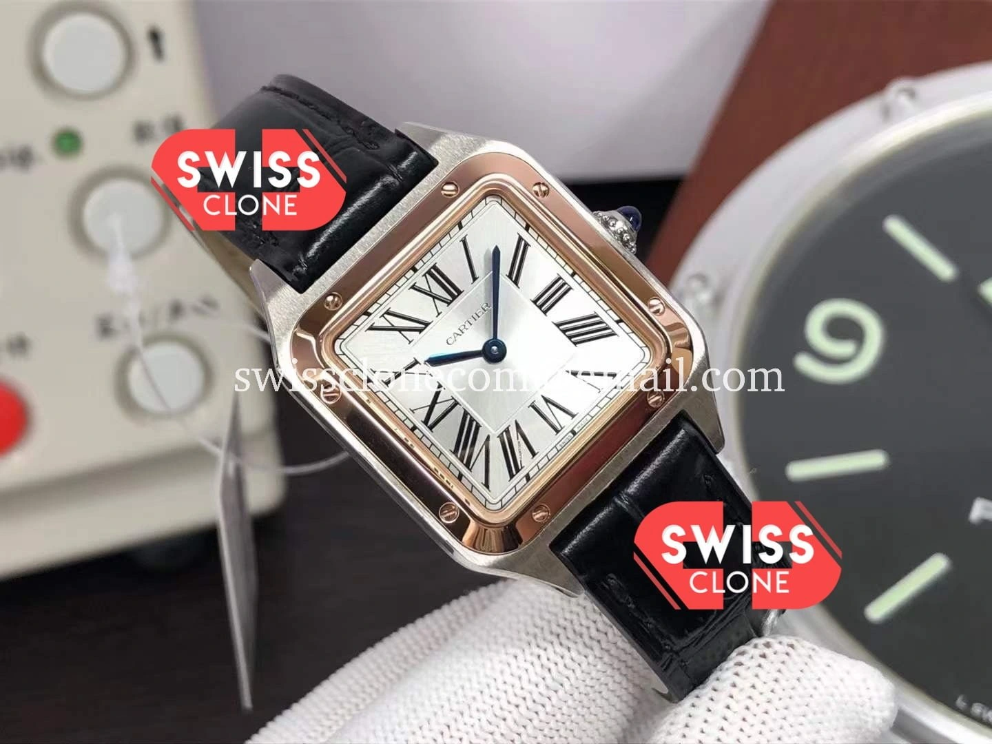 Cartier Santos Dumont W2SA0012 38mm Rose Gold - 45-Degree Case Profile & Crown View | 1:1 Swiss Super Clone