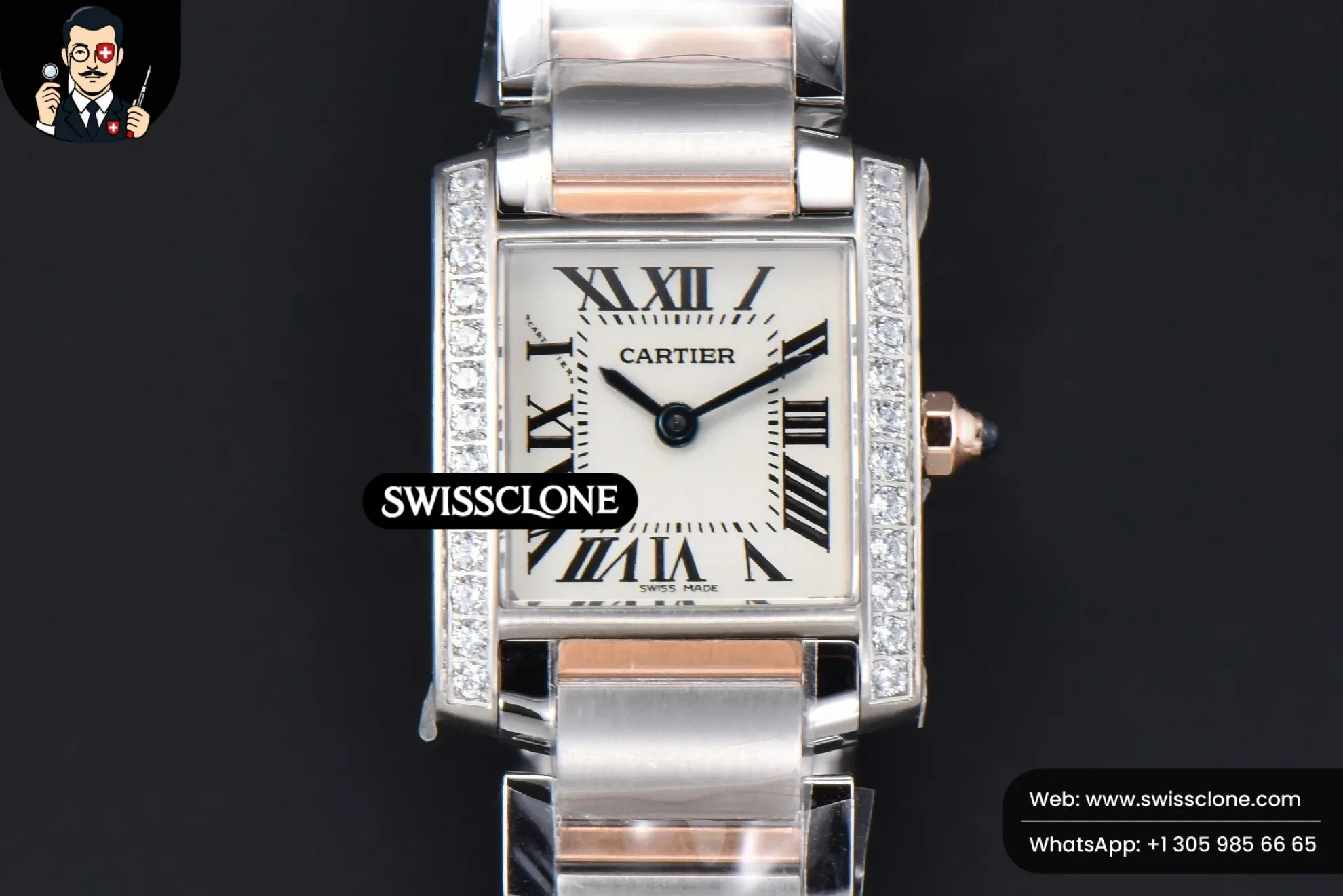 Cartier Tank Francaise Small Diamond 25.7mmx21.2mm 8848F RG/SS Quartz