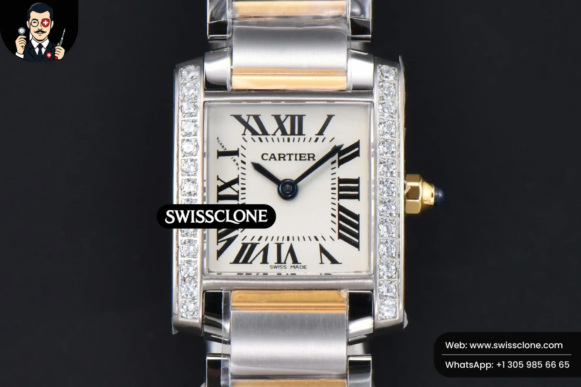 Cartier Tank Francaise Small Diamond 25.7mmx21.2mm 8848F YG/SS Quartz