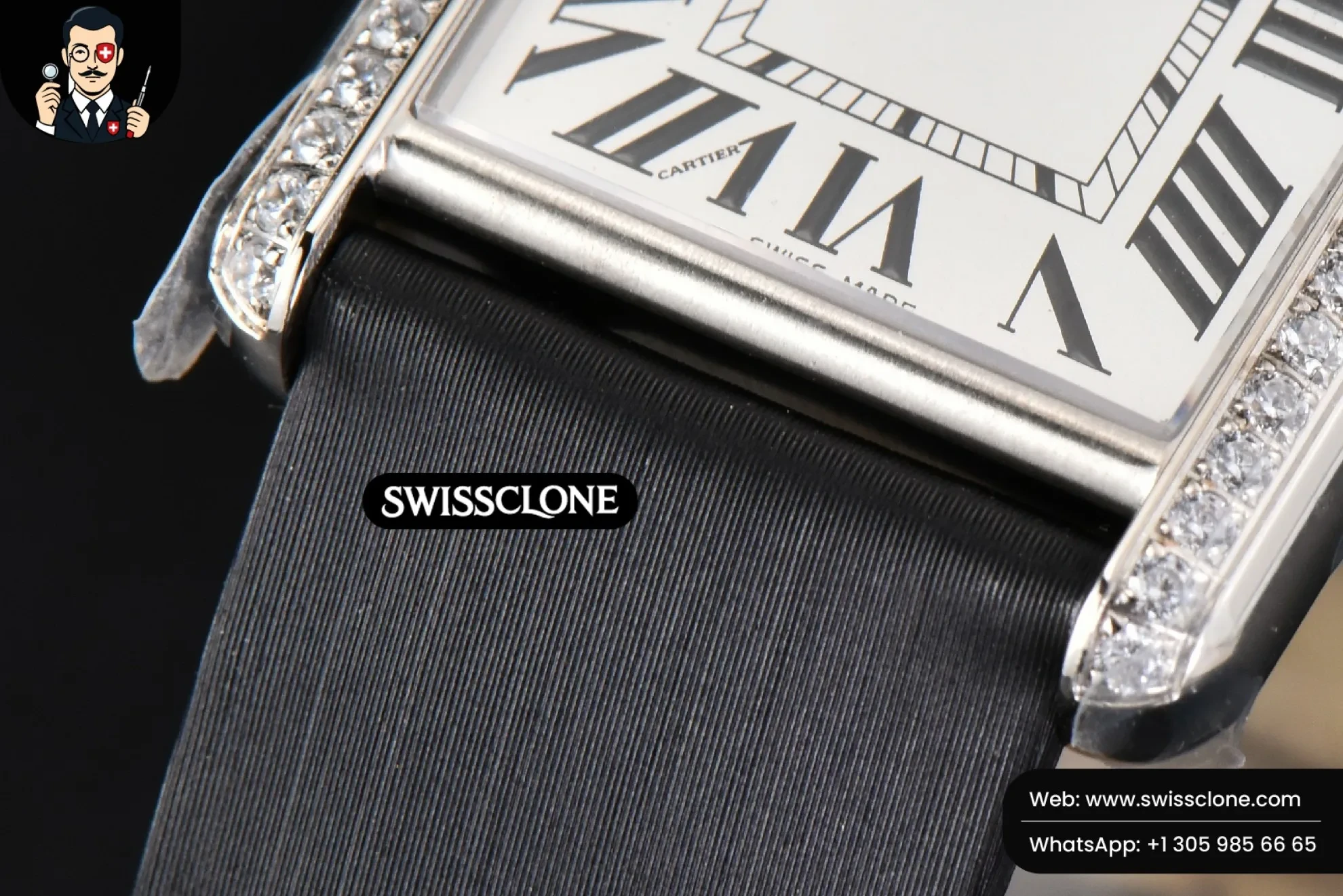 Cartier Tank Must Large 33.7?-25.5mm Diamond K11F White Dial Brushed Calf Quartz - Clasp, Bracelet & Buckle Detail | 1:1 Swiss Super Clone