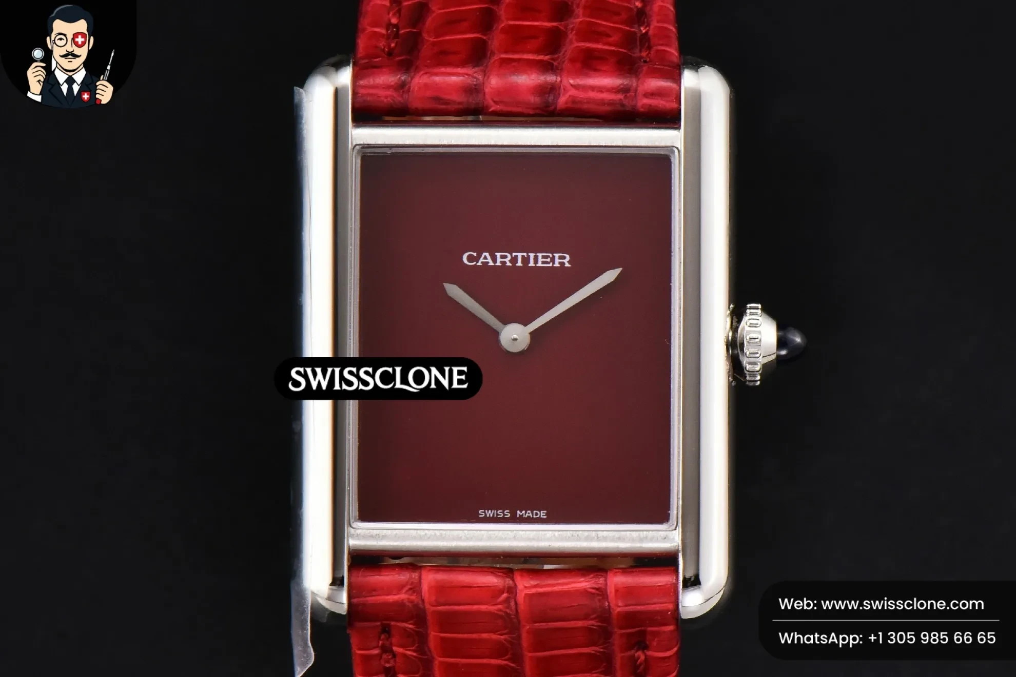 Cartier Tank Must Large 33.7×25.5mm K11F Red Dial Red Corc Texture Leather Quartz
