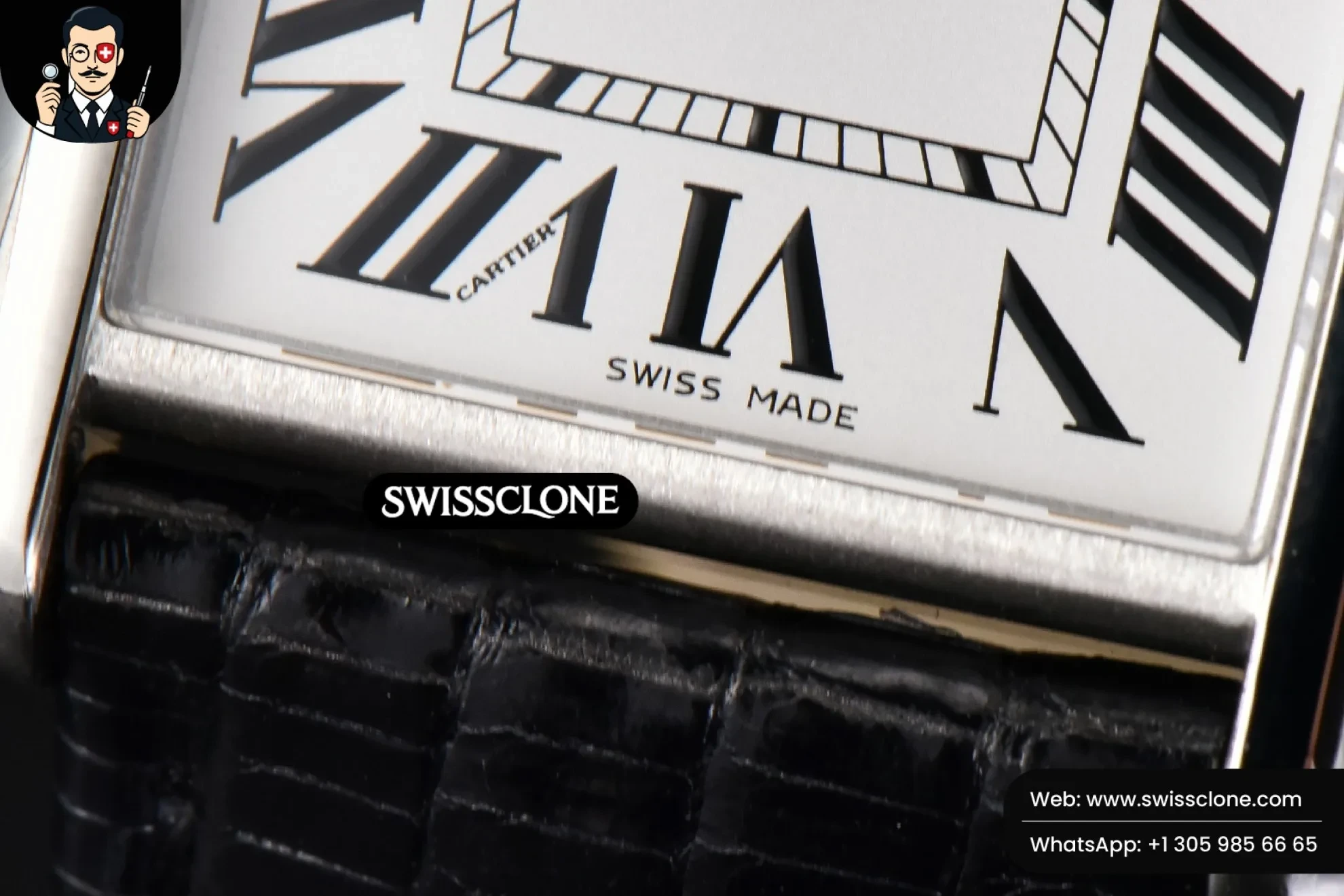 Cartier Tank Must Large 33.7?-25.5mm K11F White Dial Black Croc Texture Quartz - Side Case Thickness & Lug Finishing View | 1:1 Swiss Super Clone