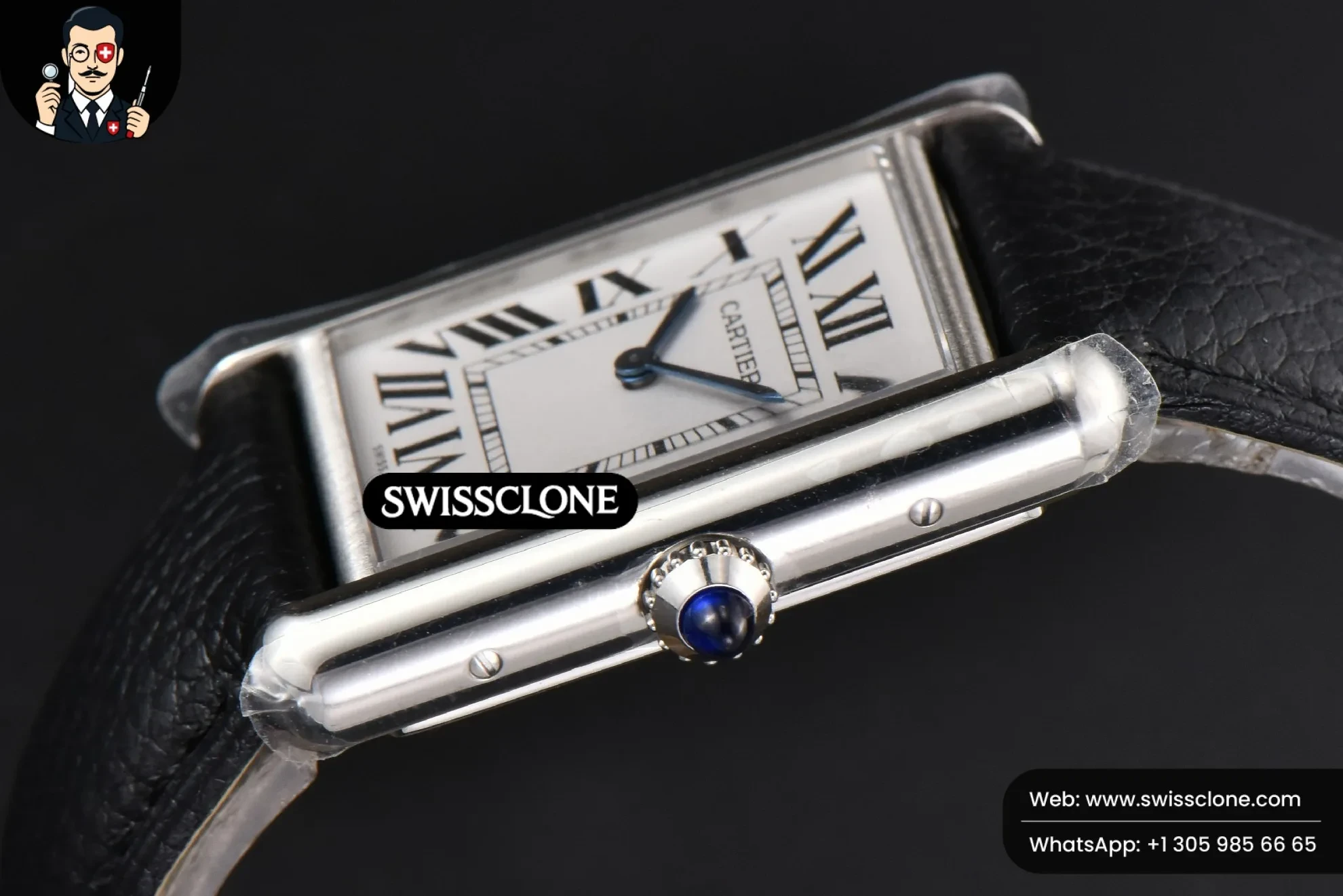 Cartier Tank Must Large 33.7?-25.5mm K11F White Dial Black Litchi Grained Quartz 1:1 Super Clone  - On-Wrist Presence View