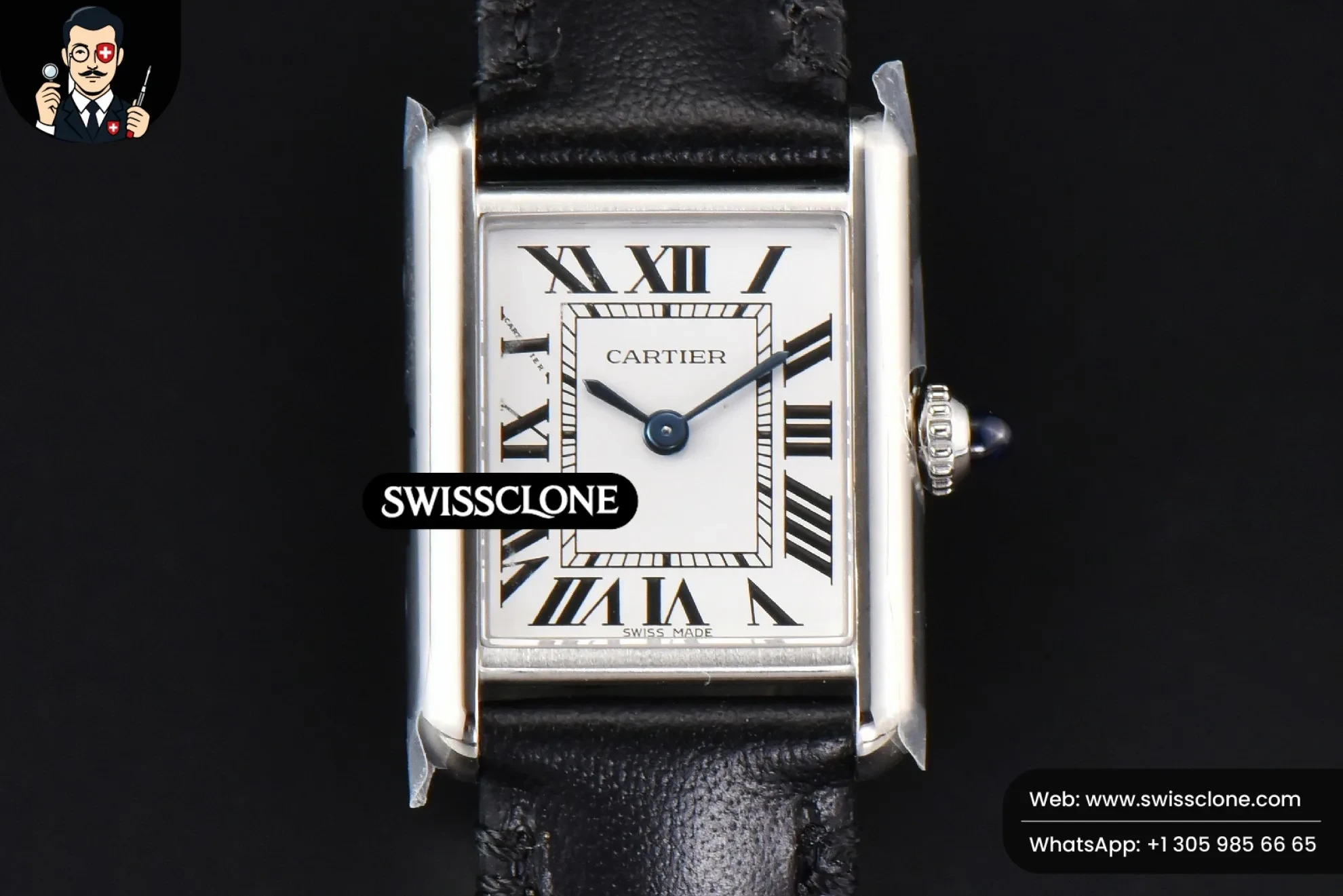 Cartier Tank Must Large 33.7×25.5mm K11F White Dial Black Smooth Quartz