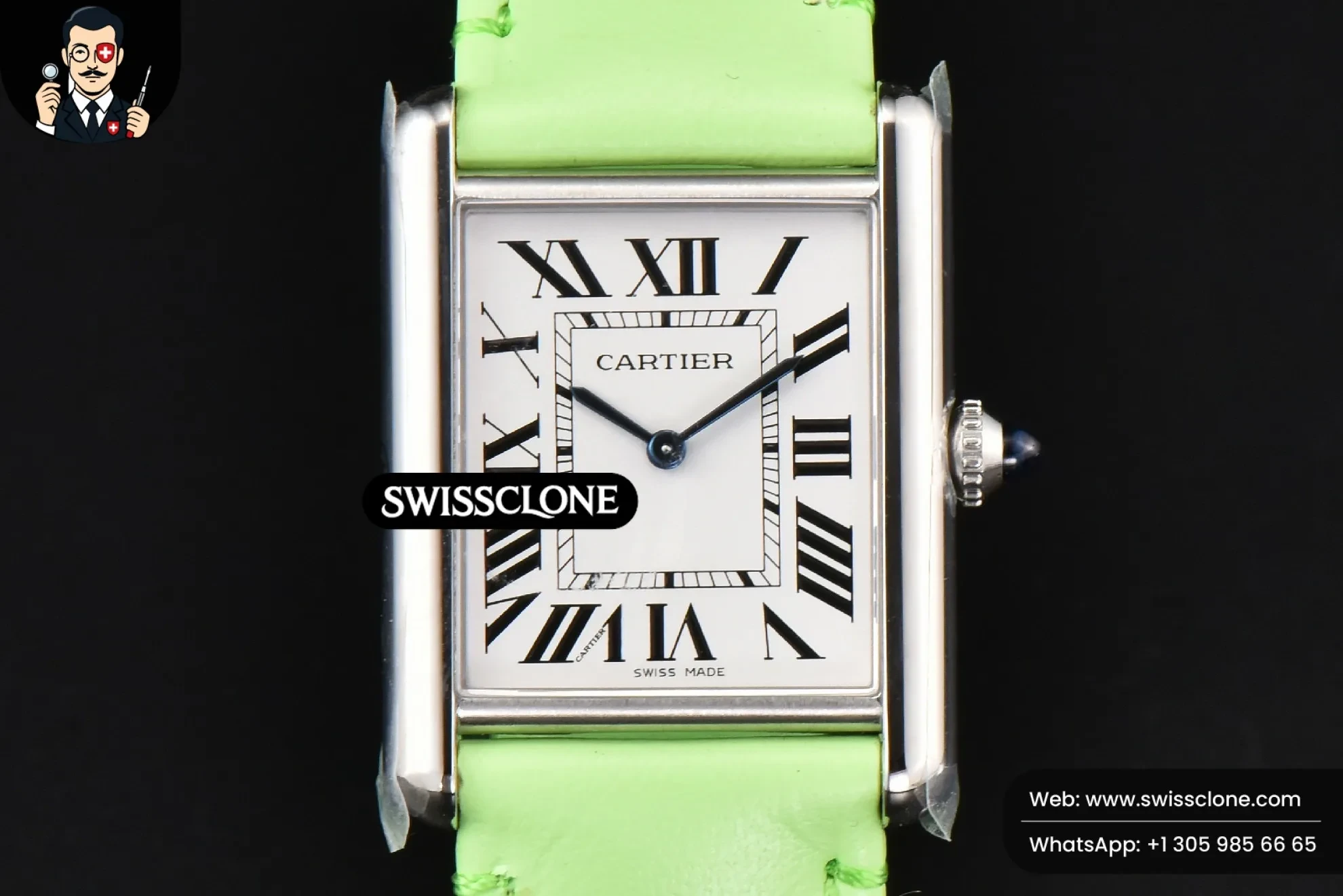 Cartier Tank Must Large 33.7×25.5mm K11F White Dial Green Smooth Calf Quartz