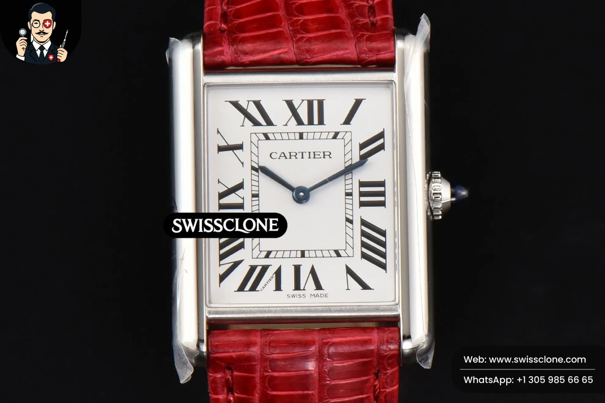 Cartier Tank Must Large 33.7×25.5mm K11F White Dial Red Croc Texture Quartz