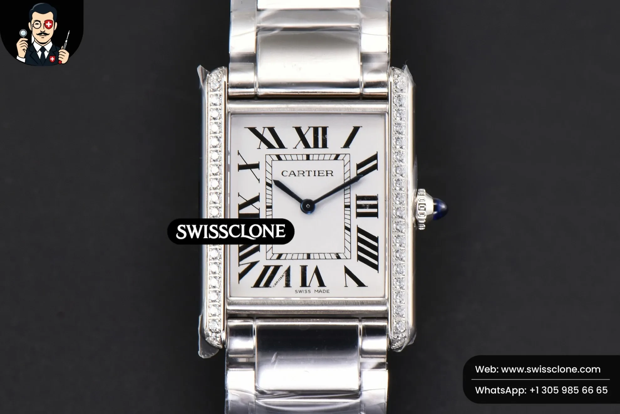 Cartier Tank Must Large 33.7mmx25.5mm K11F Diamond White Dial Ronda Quartz