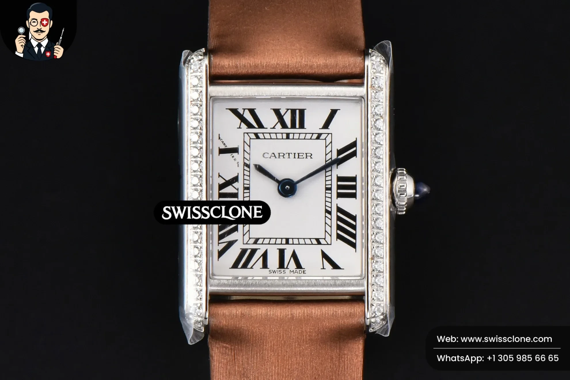 Cartier Tank Must Small 29.5×22mm Diamond K11F White Dial Brown Smooth Quartz