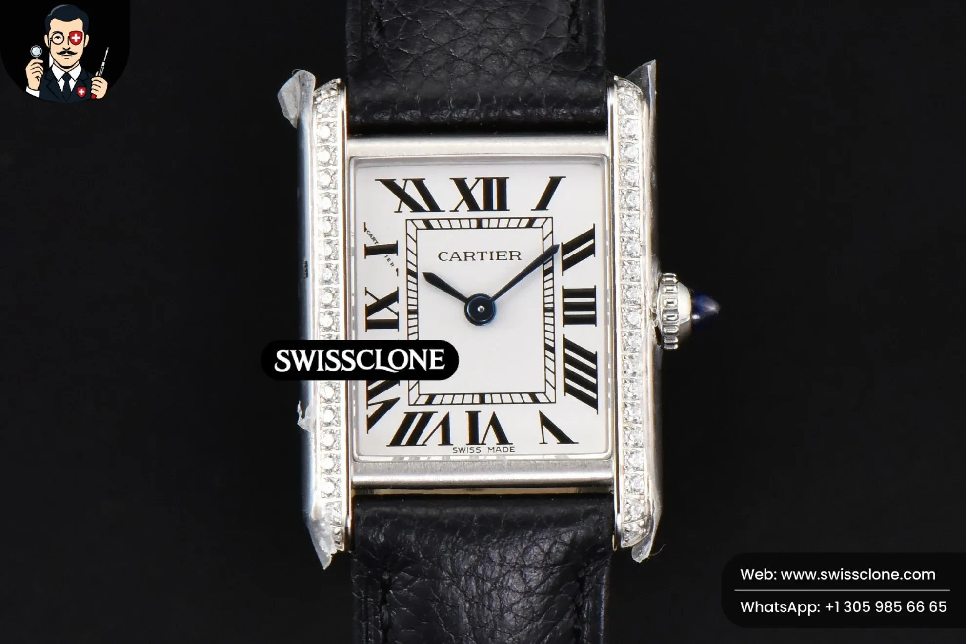 Cartier Tank Must Small 29.5×22mm Diamond K11F White Dial Litchi Grained Smooth Quartz