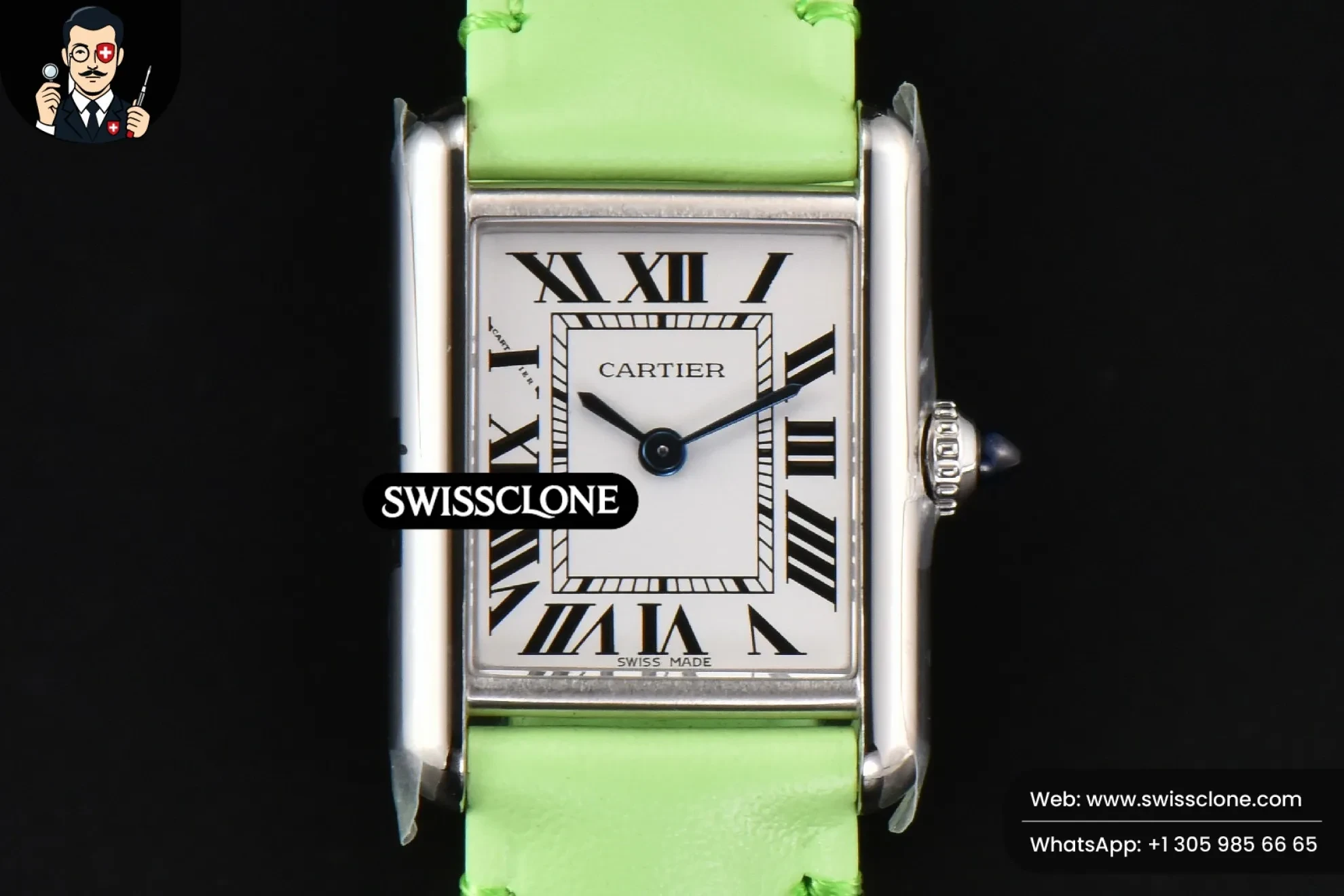 Cartier Tank Must Small 29.5×22mm K11F White Dial Green Smooth Calf Quartz