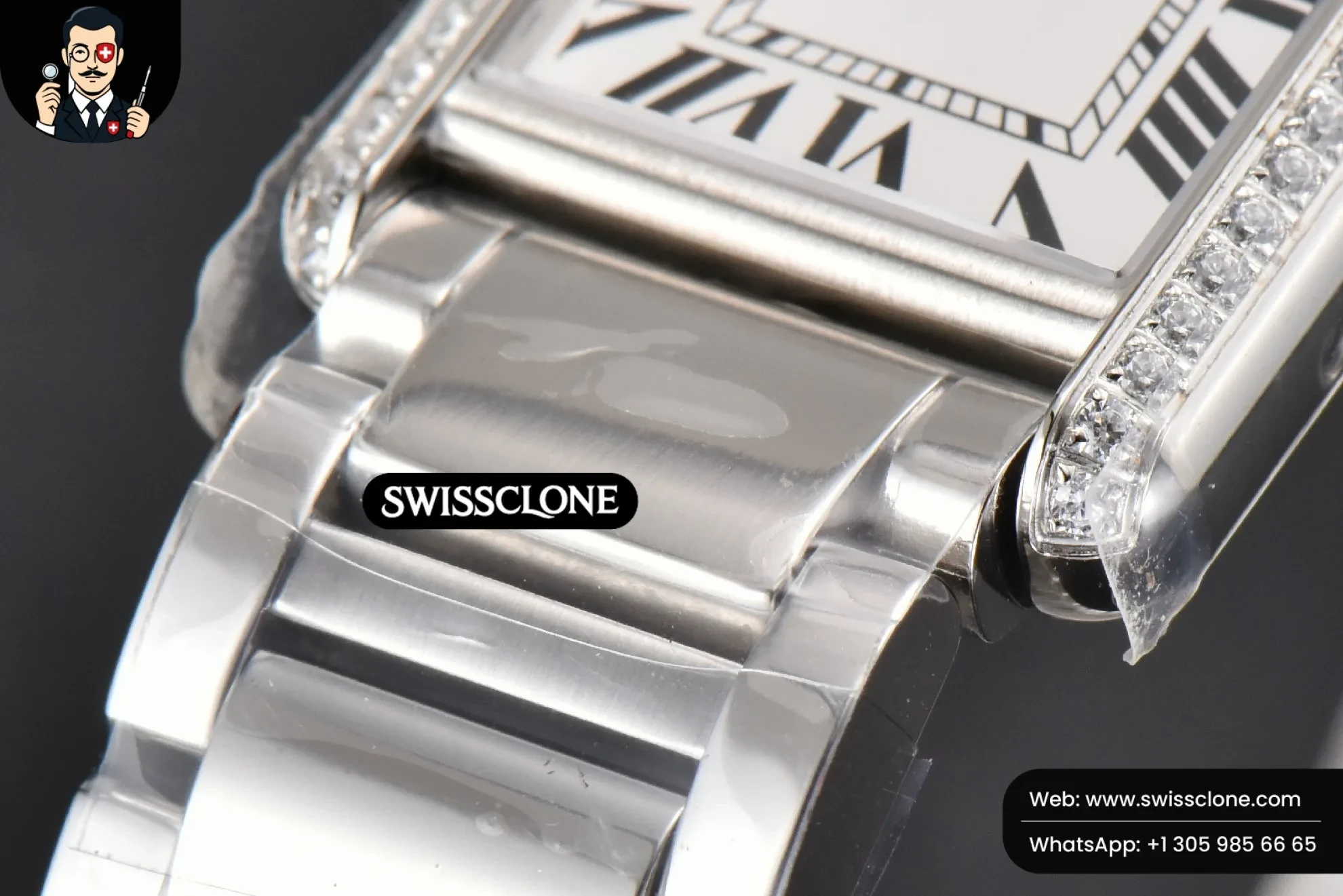 Cartier Tank Must Small 29.5mmx22mm K11F Diamond White Dial Ronda Quartz - Clasp, Bracelet & Buckle Detail | 1:1 Swiss Super Clone