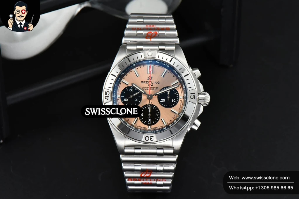 Chronomat B01 42MM GF RG/Black Dial SS Bracelet 7750