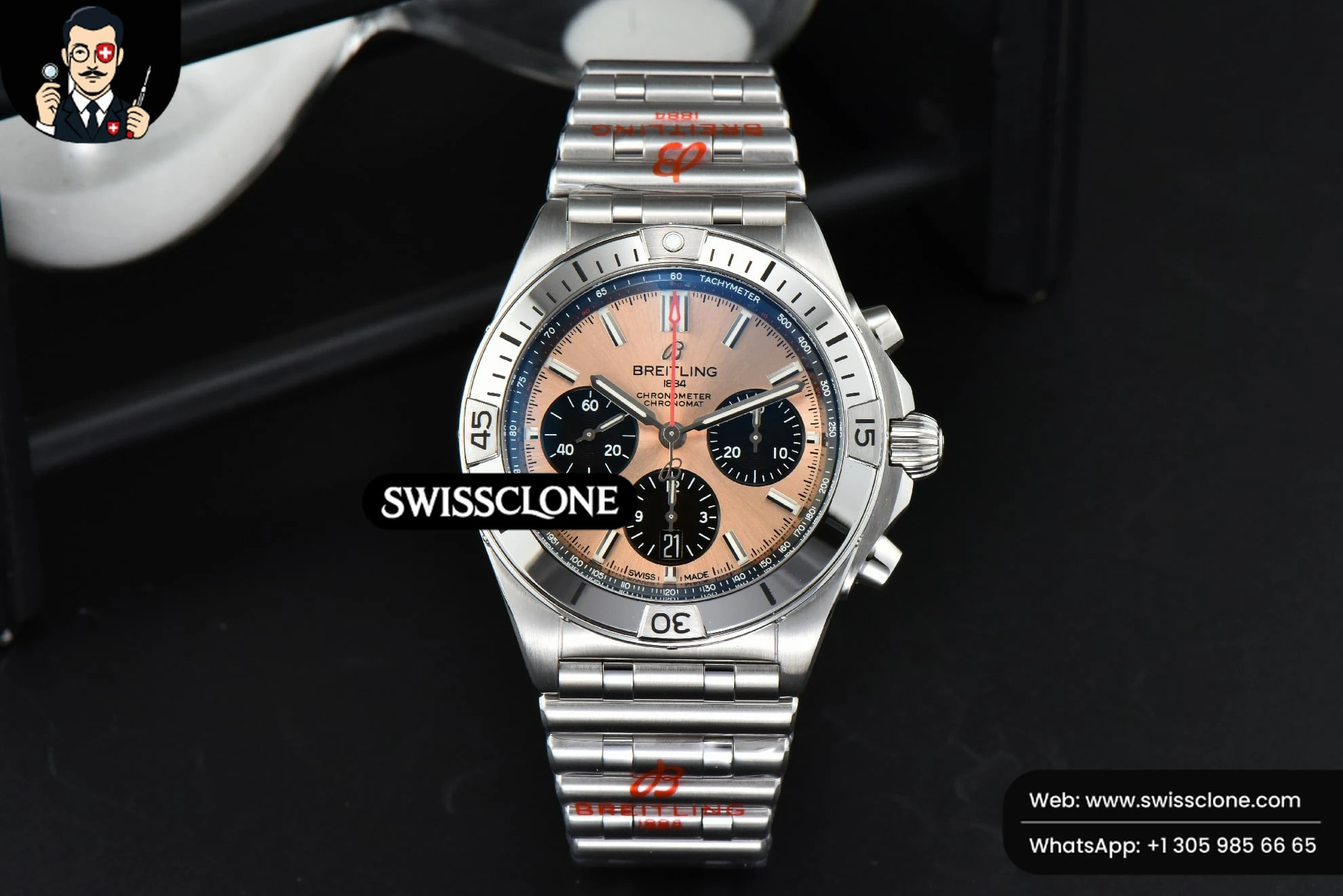 Chronomat B01 42MM GF RG/Black Dial SS Bracelet 7750