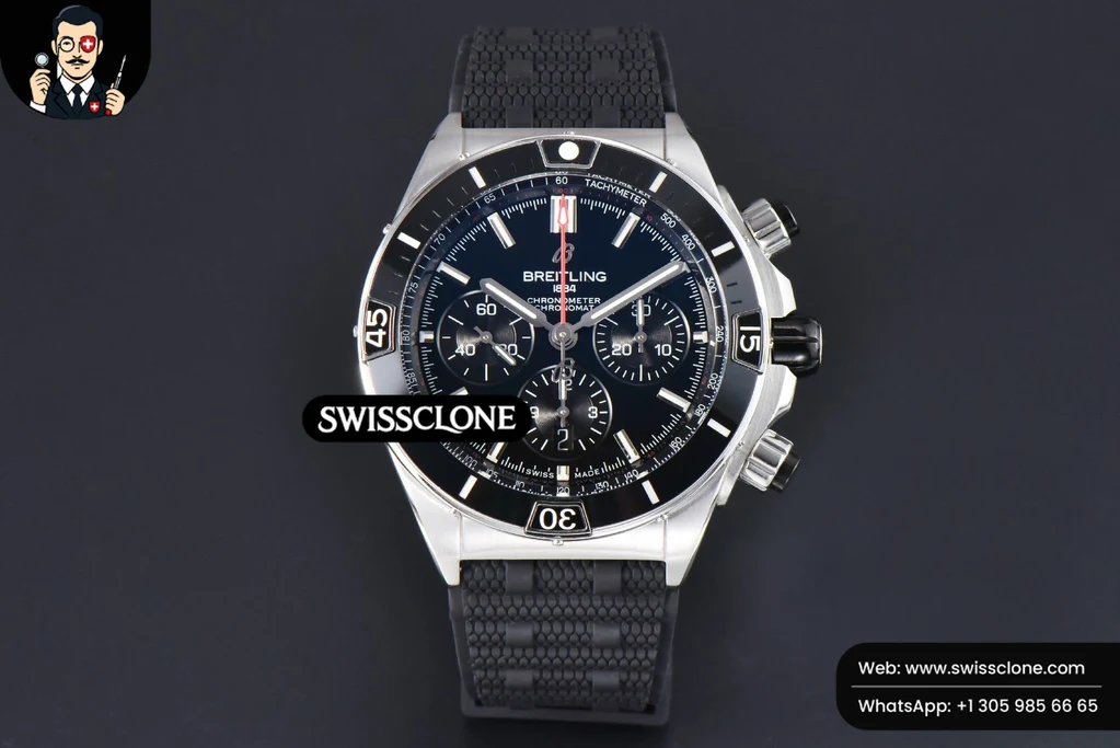 Chronomat B01 44mm BLSF Black Bezel Black Dial Rubber Strap 7750
