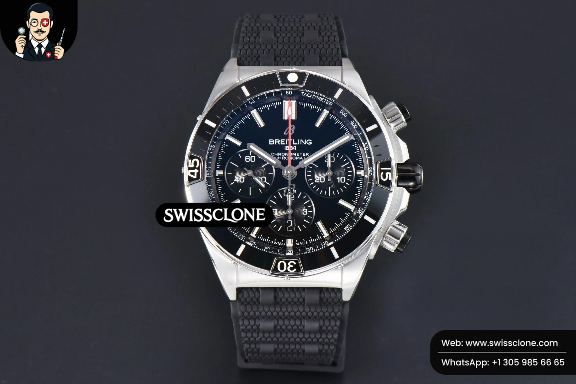 Chronomat B01 44mm BLSF Black Bezel Black Dial Rubber Strap 7750