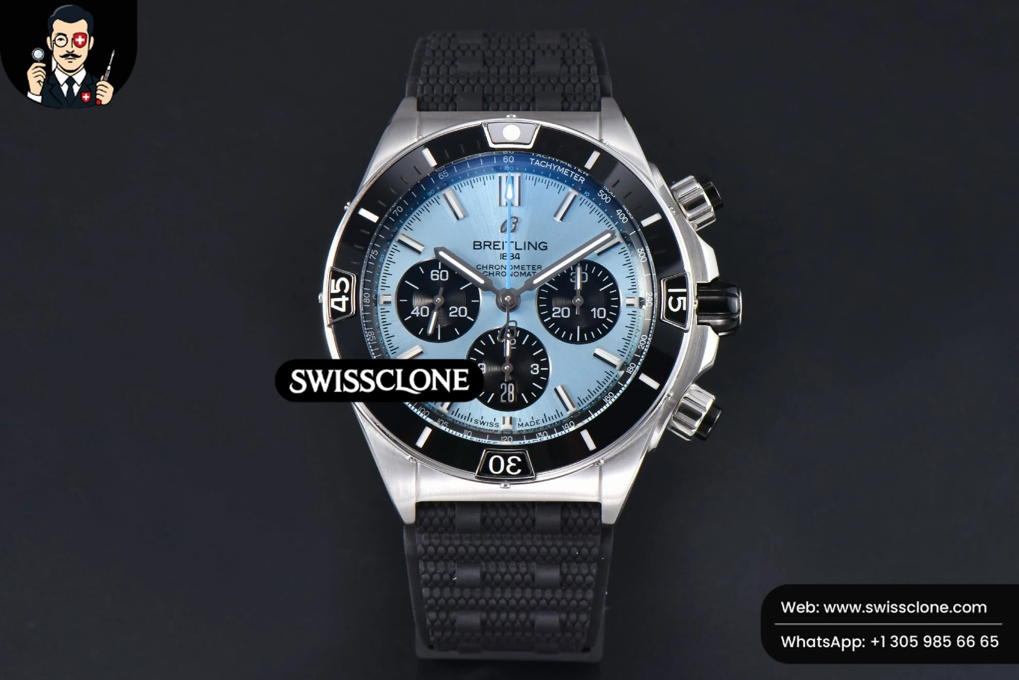 Chronomat B01 44mm BLSF Black Bezel Blue Dial Black Subdial Rubber Strap 7750