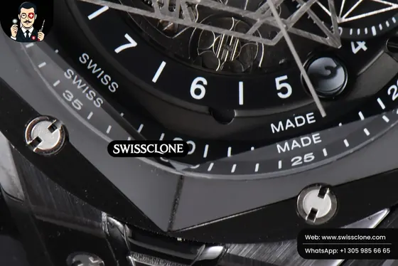 Hublot Big Bang Sang Bleu II 45mm Black Ceramic Skeleton Dial Black Rubber Swiss Clone - View 3