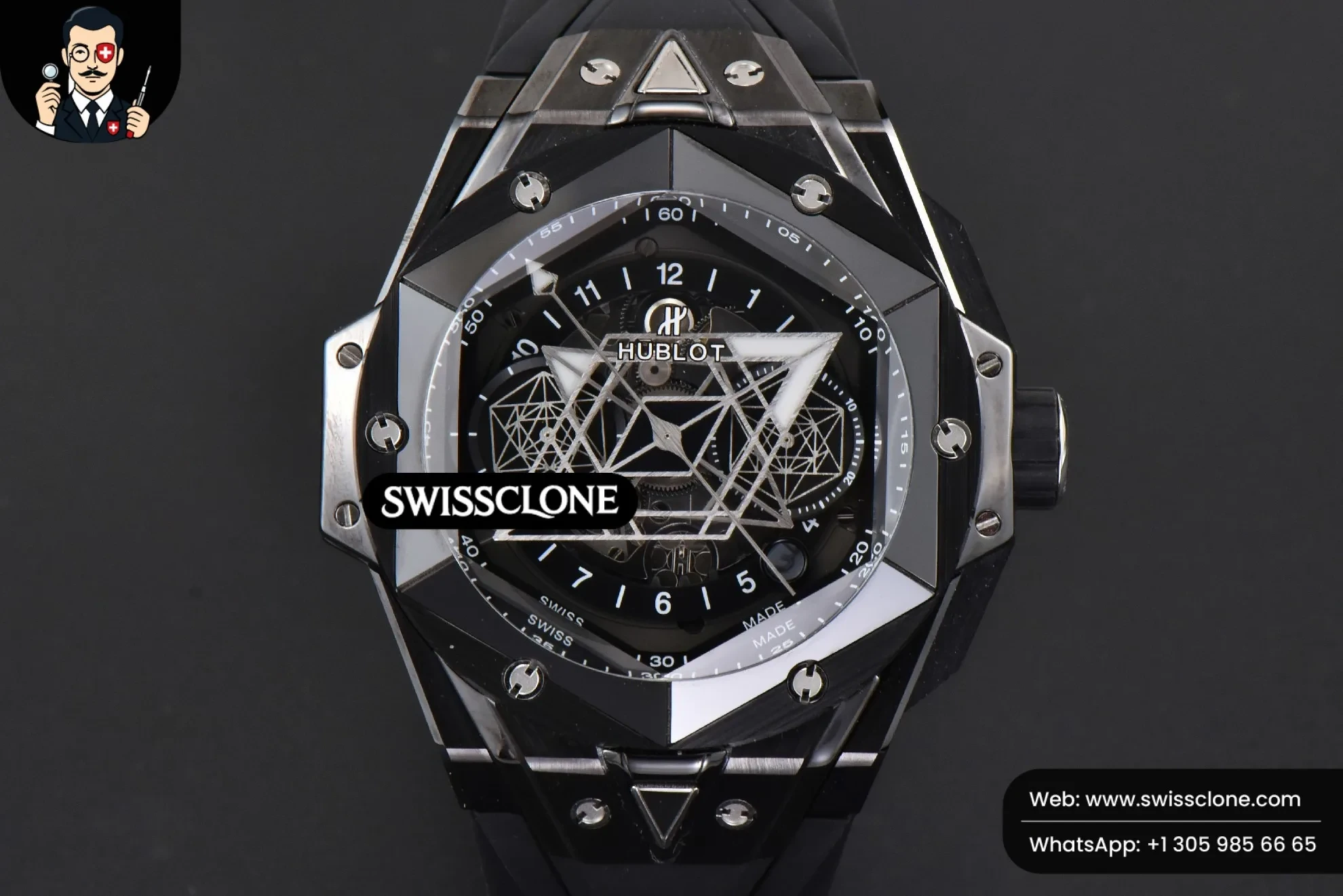Hublot Big Bang Sang Bleu II 45mm Black Ceramic Skeleton Dial Black Rubber
