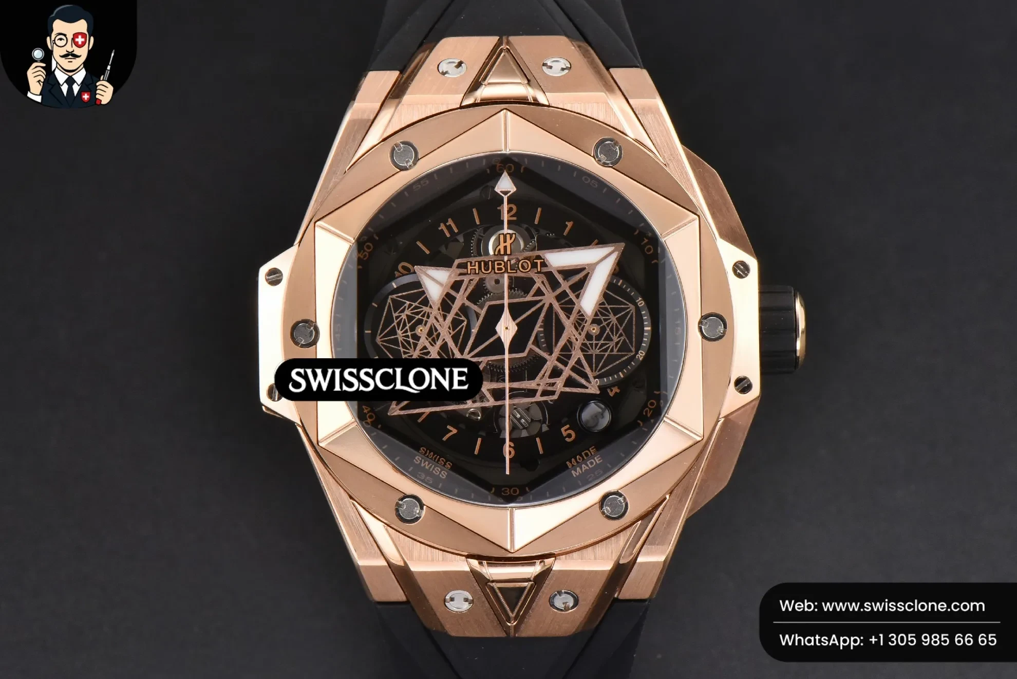 Hublot Big Bang Sang Bleu II Chrono 45mm BBF Black Skeleton Dial Black Rubber HUB1240 - Image 2