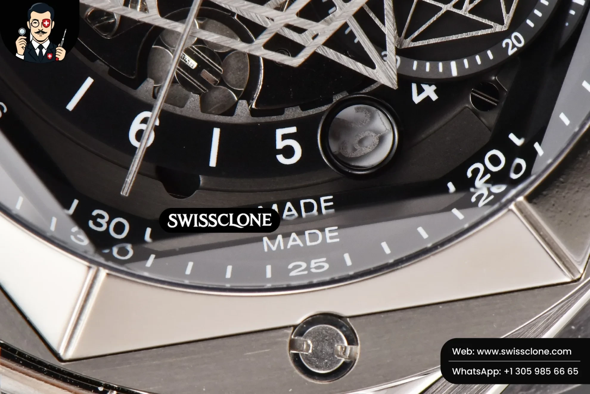 Hublot Big Bang Sang Bleu II Chrono Ti 45mm BBF Black Skeleton Dial Black Rubber HUB1240 Swiss Clone - View 3