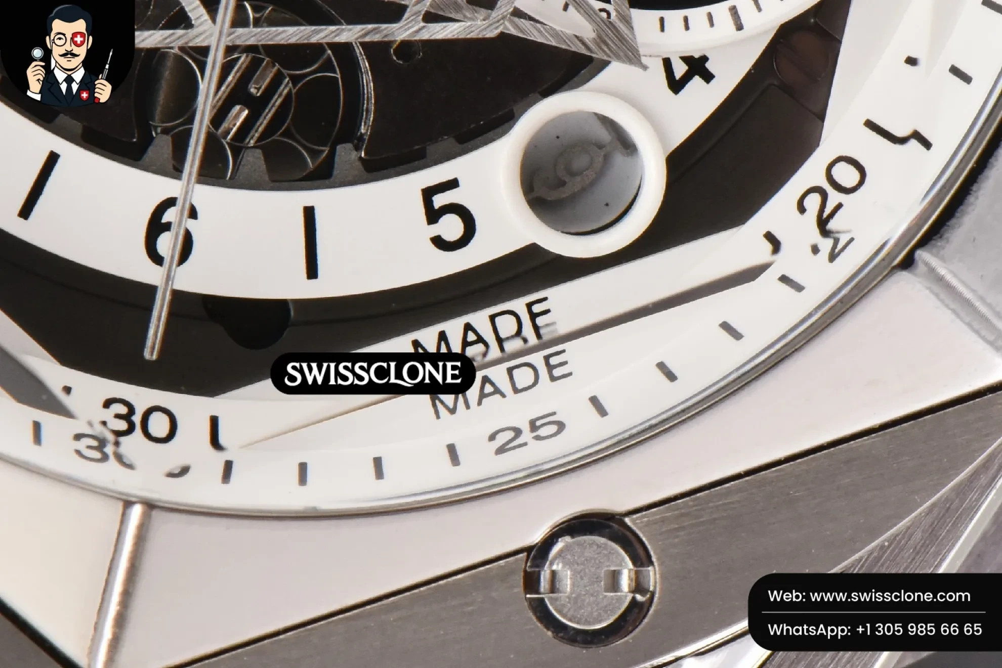 Hublot Big Bang Sang Bleu II Chrono Ti 45mm BBF White Skeleton Dial White Rubber HUB1240 Swiss Clone - View 3