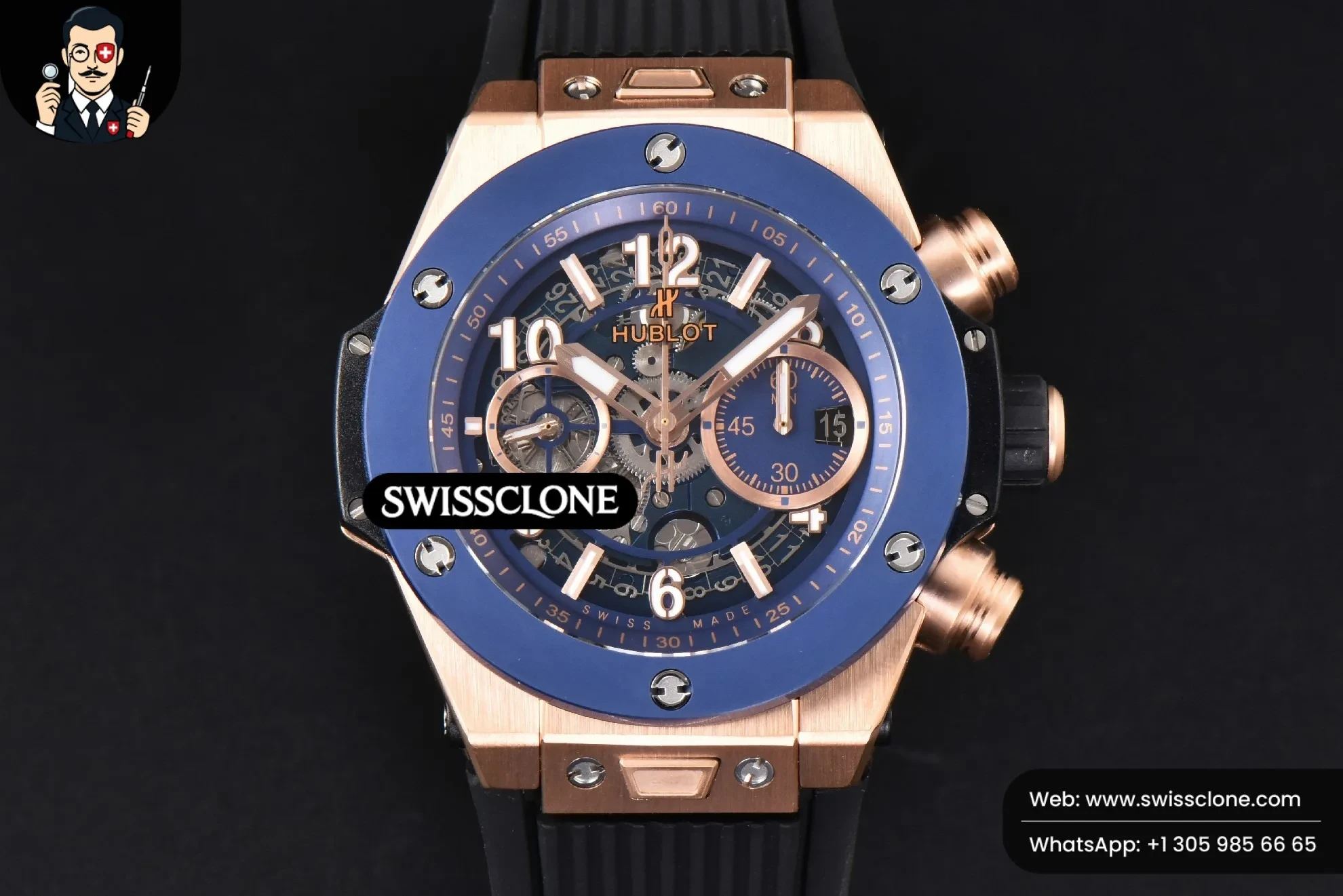 Hublot Big Bang Unico 45mm BBF Blue Ceramic Skeleton Dial Black Rubber