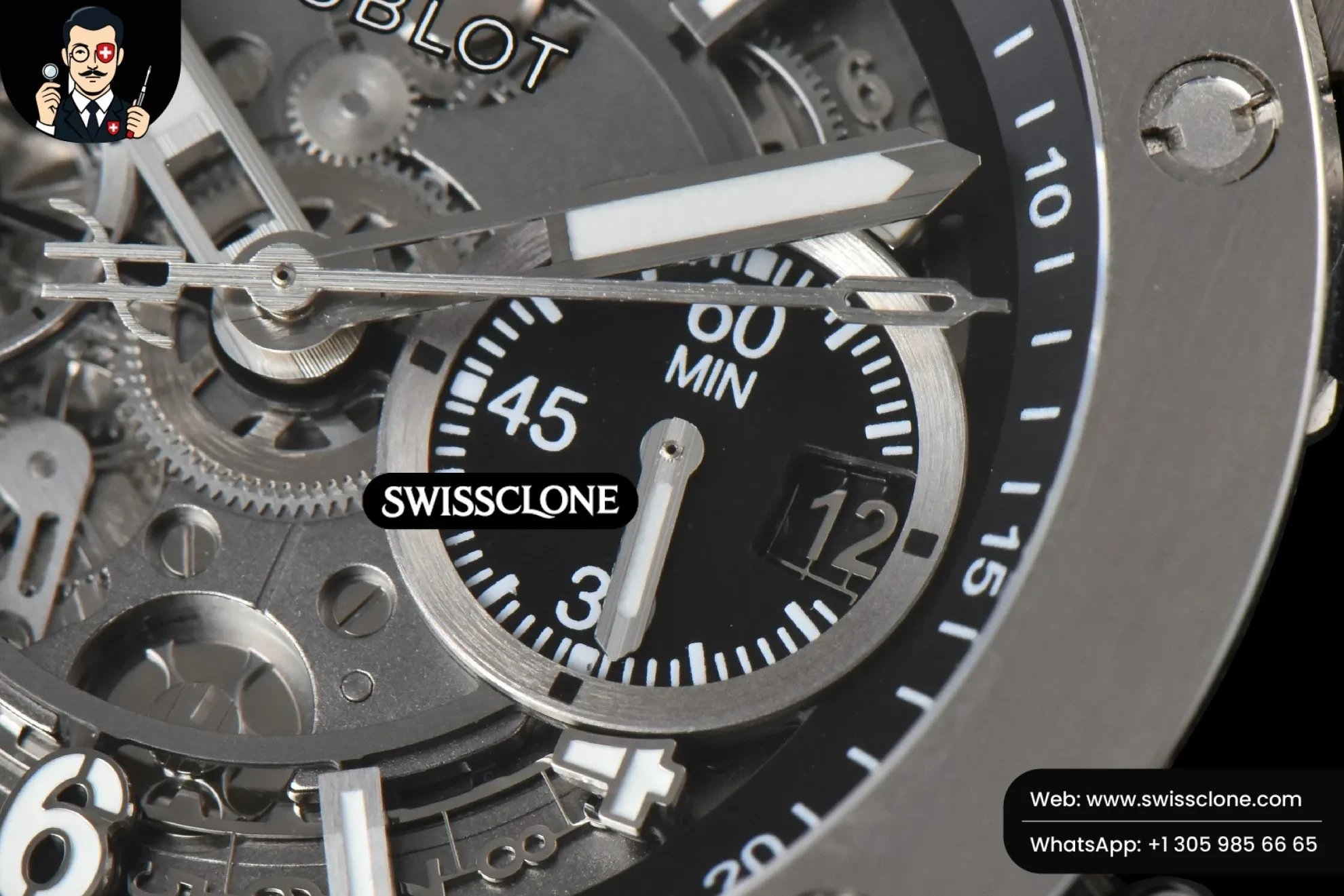 Hublot Big Bang Unico 45mm BBF Skeleton Dial Ceramic Bezel Black Rubber (SW-32578) Swiss Clone - View 3