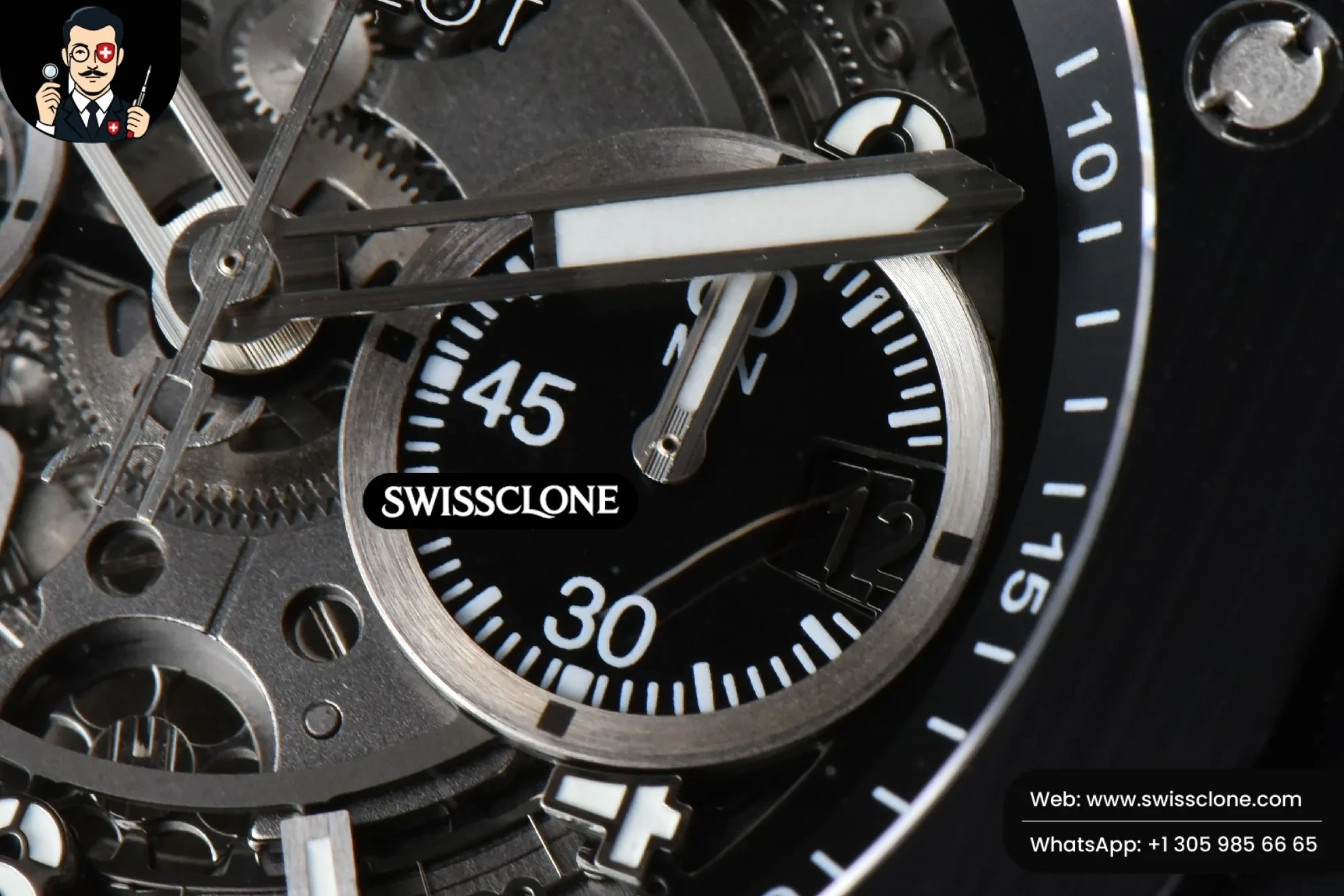Hublot Big Bang Unico 45mm BBF Skeleton Dial Ceramic Bezel Black Rubber Swiss Clone - View 3