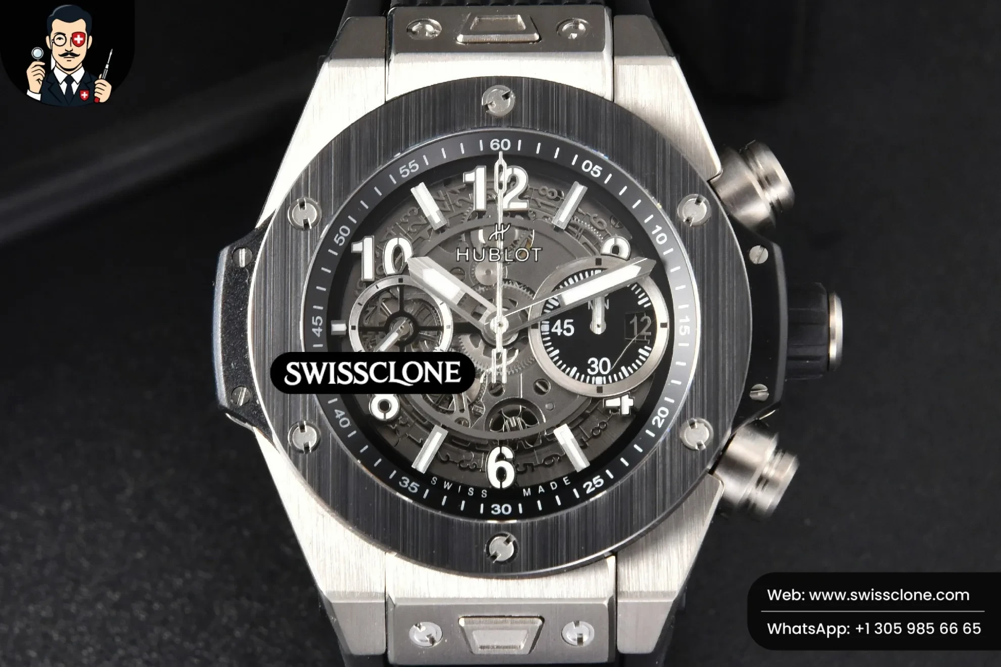 Big Bang Unico 45mm BBF Skeleton Dial Ceramic Bezel Black Rubber