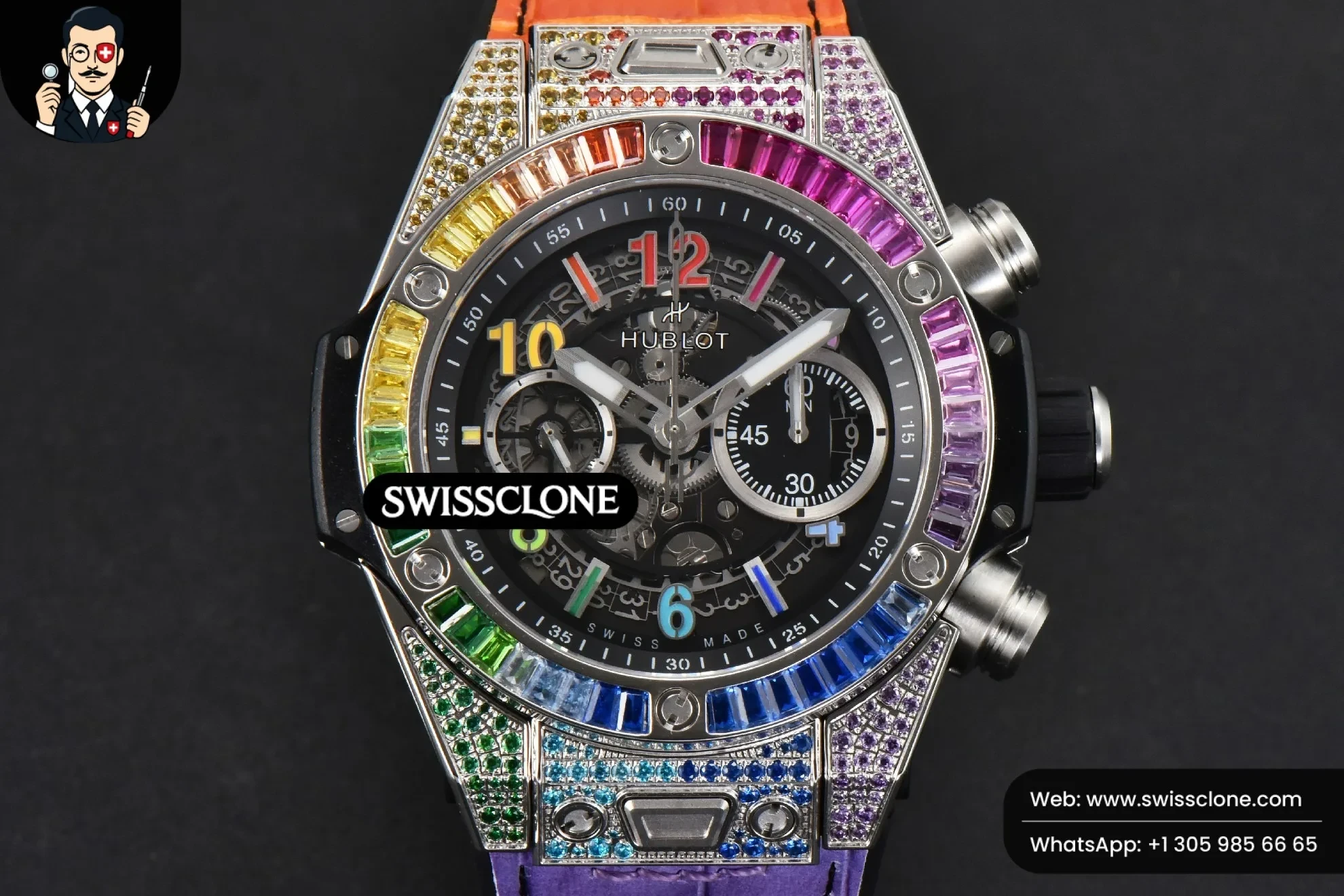 Hublot Big Bang Unico Rainbow King Diamond 45mm Skeleton Rainbow Gummy