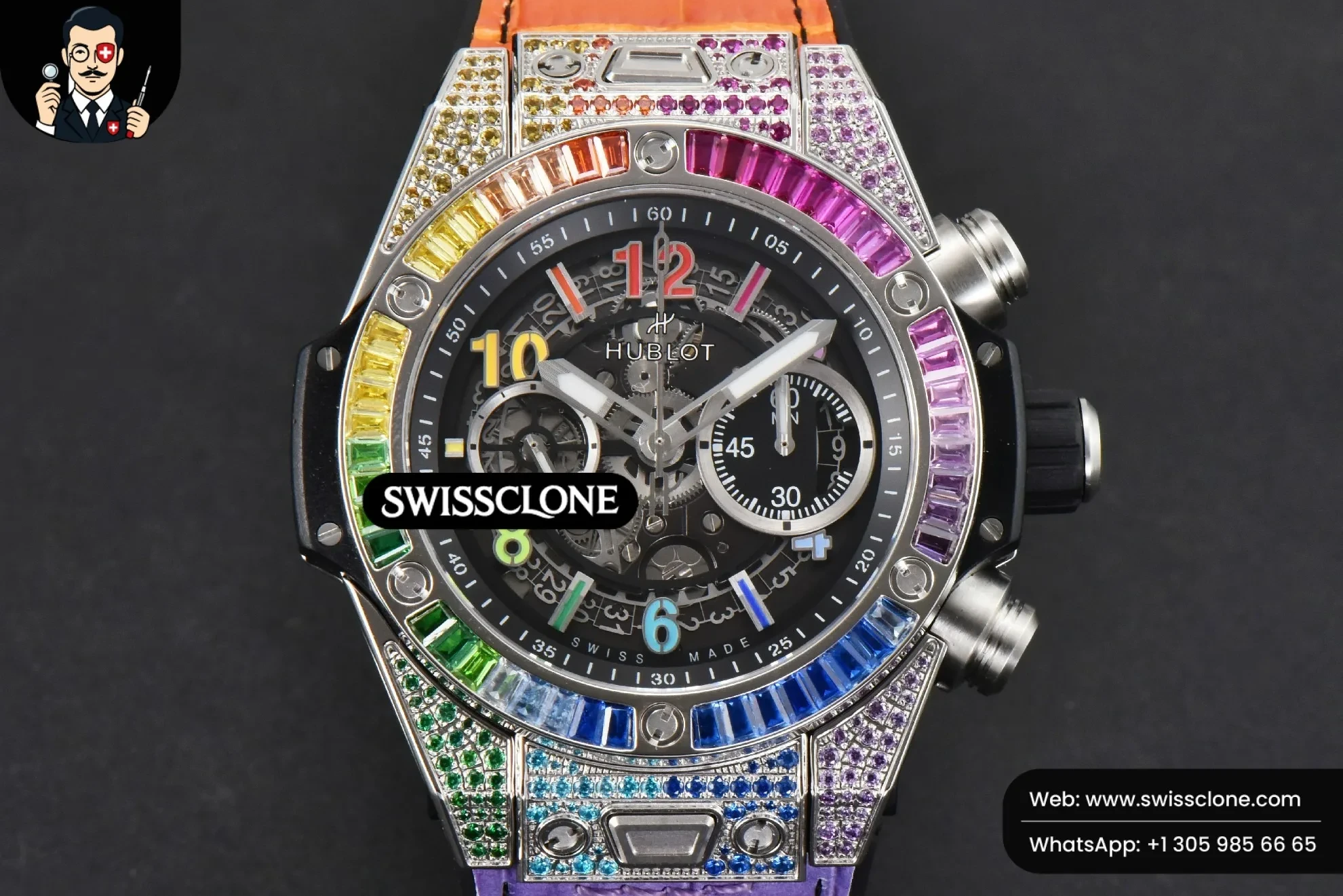 Hublot Big Bang Unico Rainbow King Diamond 45mm Skeleton Rainbow Gummy