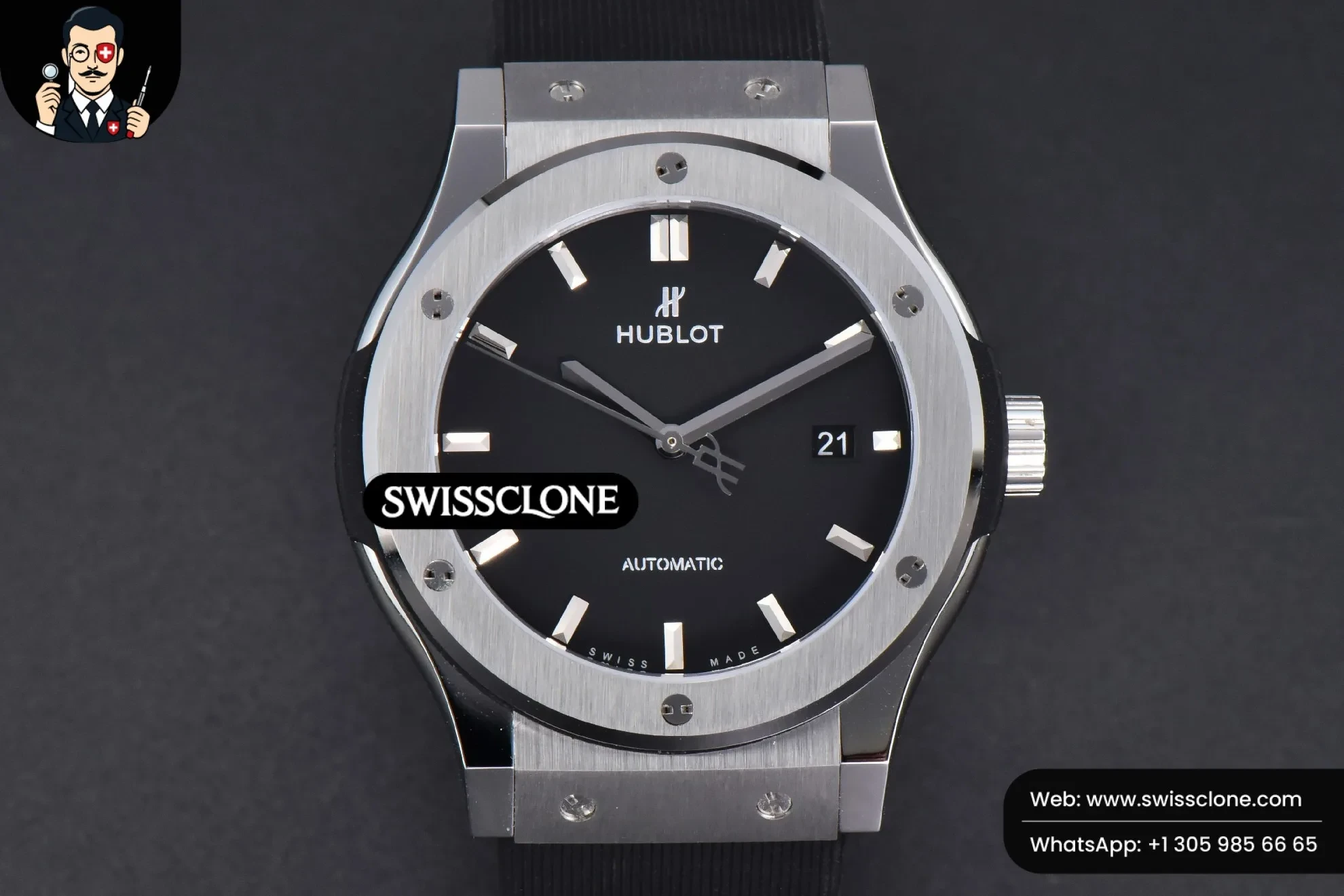 Hublot Classic Fusion 42mm JJ+F Gray Dial Black Rubber - Image 2
