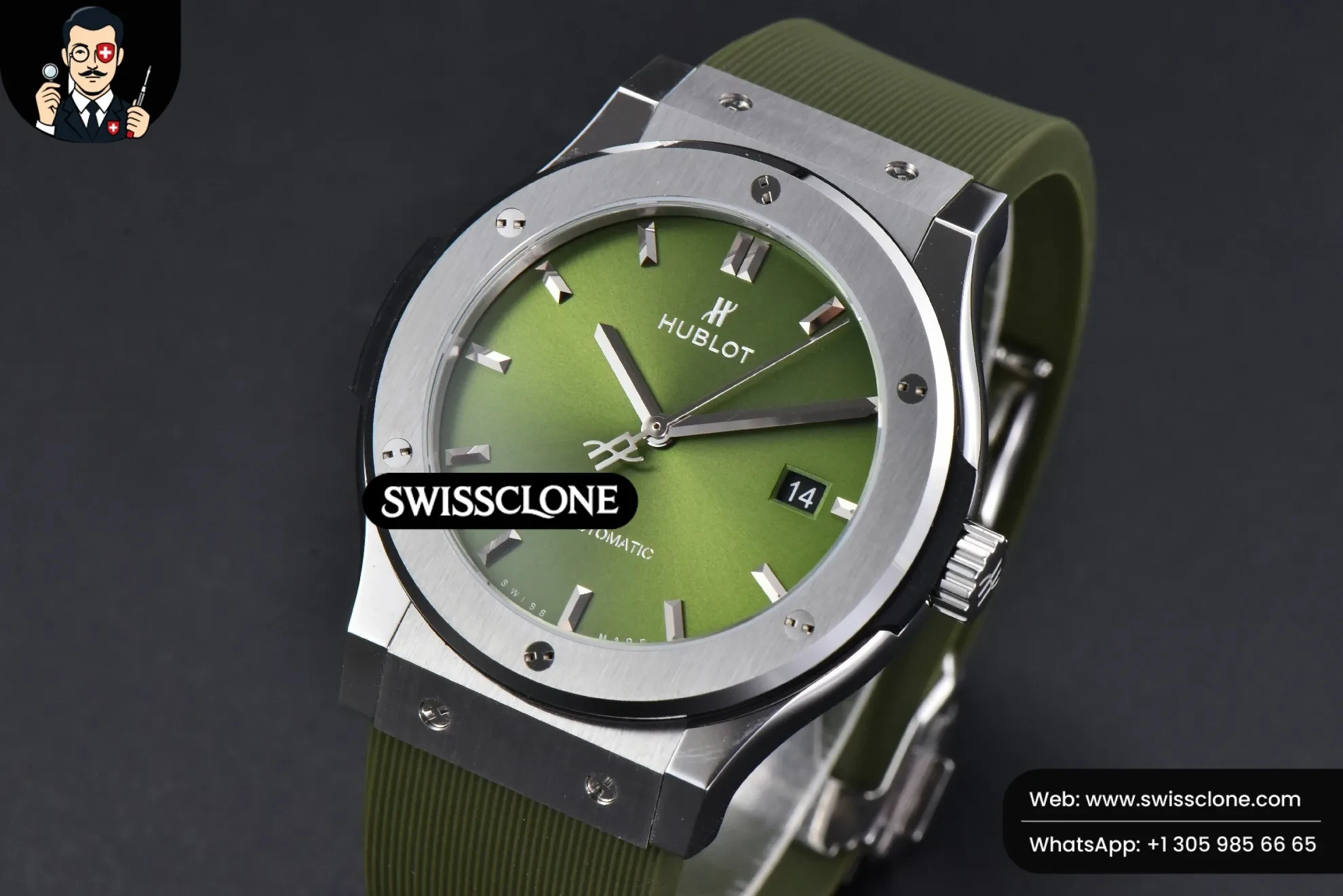 Hublot Classic Fusion 42mm JJ+F Green Dial Green Rubber - Image 2