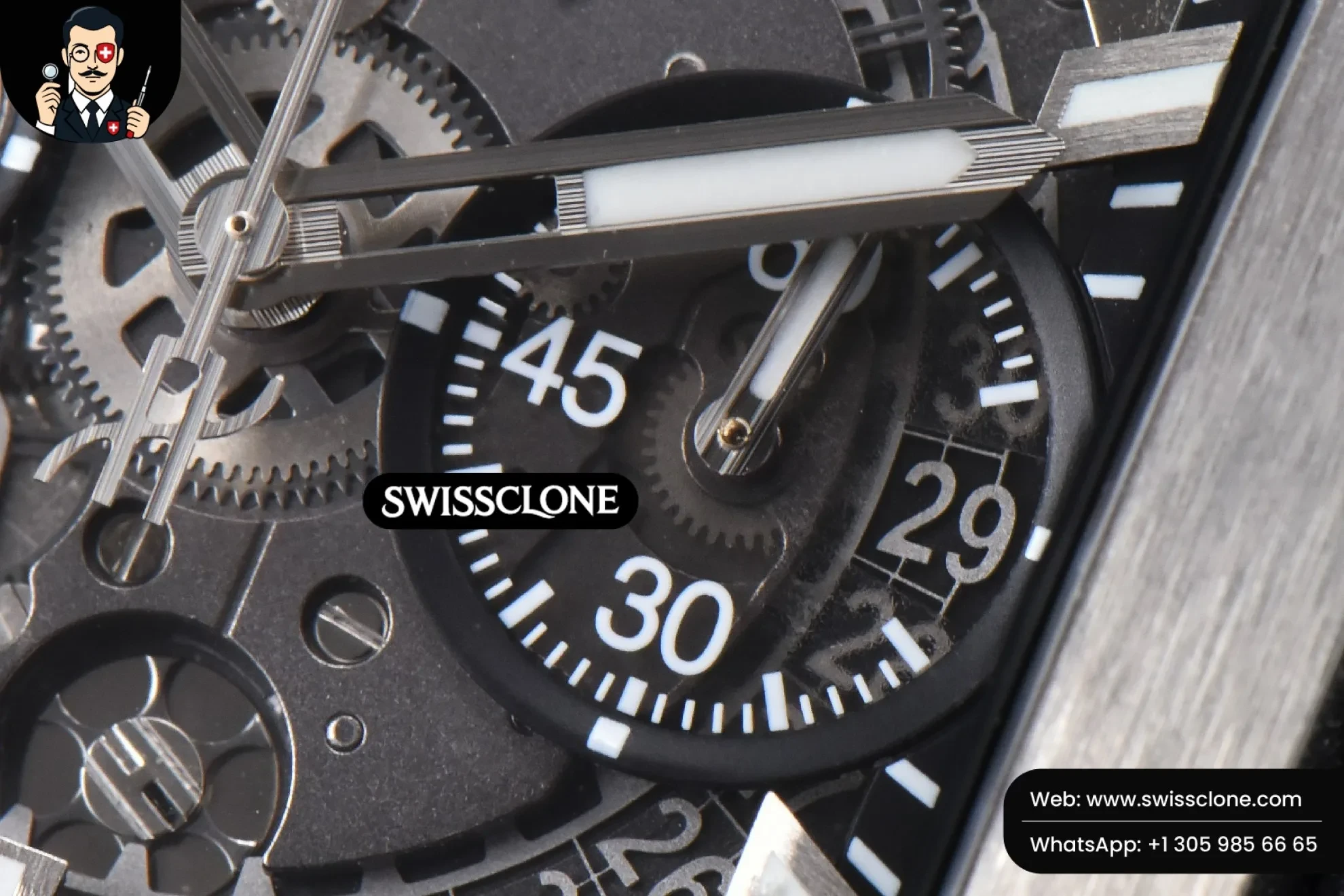 Hublot Square Bang Unico 42mm BBF Titanium Skeleton Dial Rubber Swiss Clone - View 3