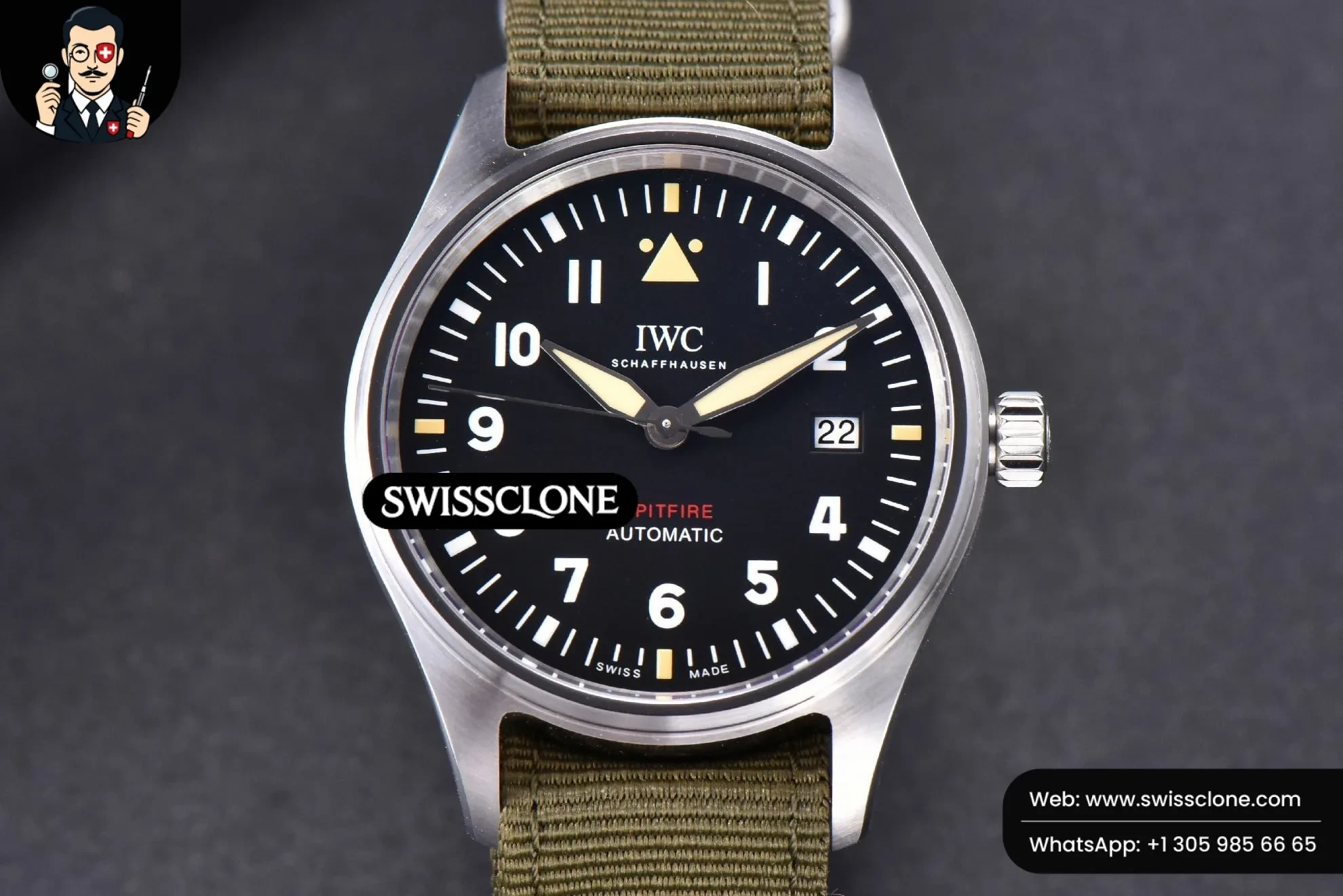 IWC Mark XVIII IW326801 MKSF 40mm Black Dial Green Nato 9015