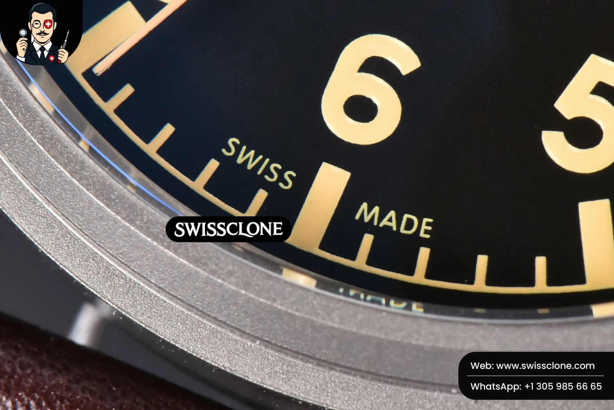 IWC Mark XVIII IWC327006 V7F 40mm Black Dial Brown Leather V7F 1:1 Super Clone - Lateral Case Thickness Profile
