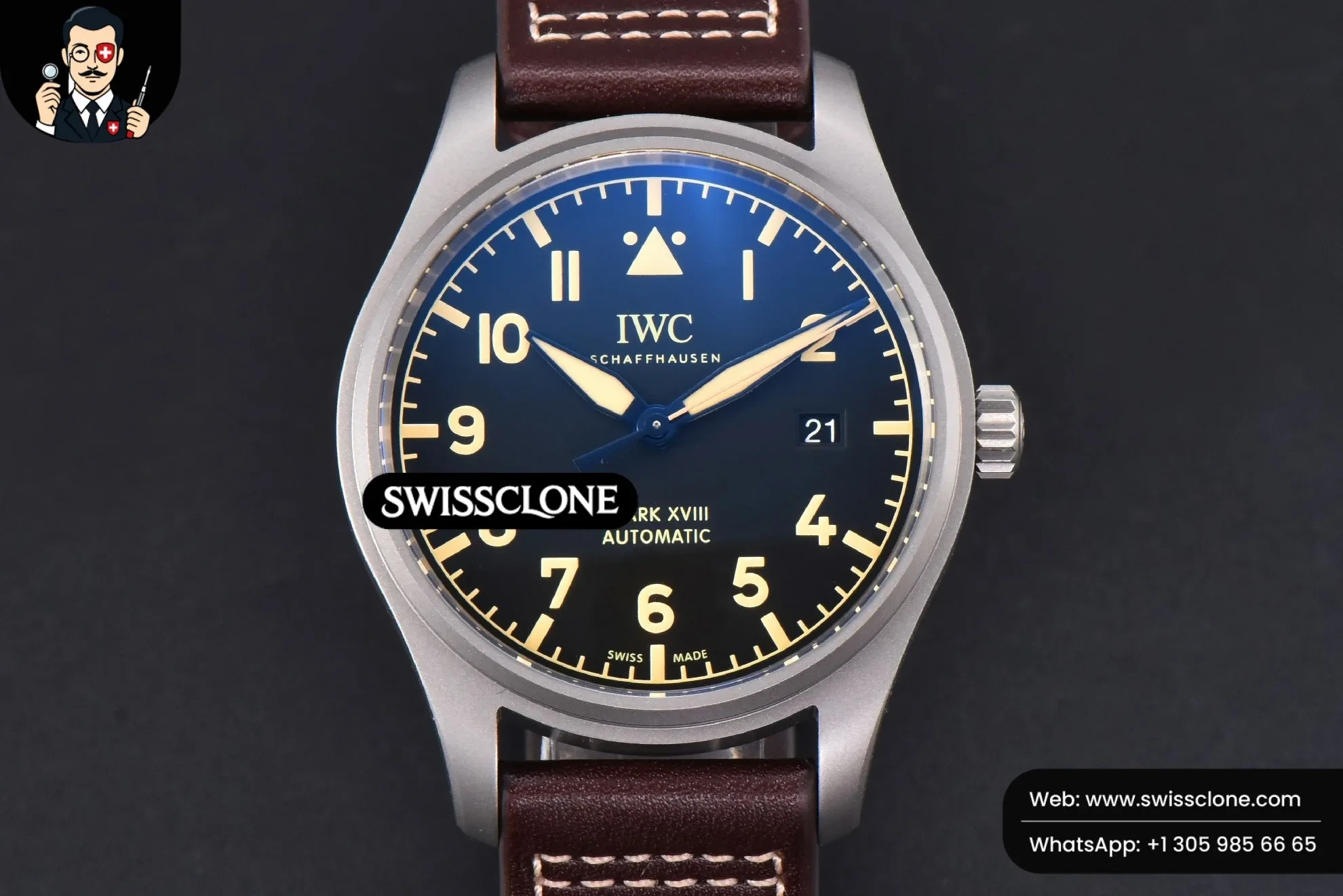 IWC Mark XVIII IWC327006 V7F 40mm Black Dial Brown Leather V7F