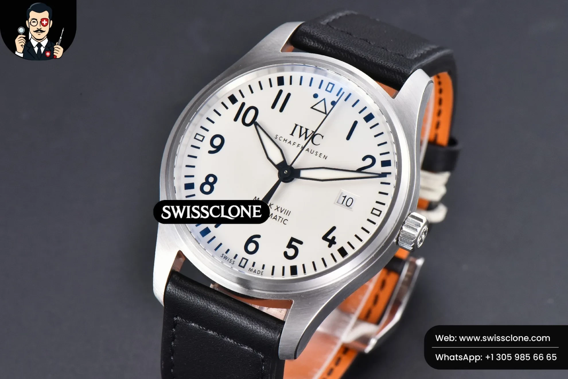 IWC Mark XVIII IWC327012 V7F 40mm White Dial Black Leather V7F 1:1 Super Clone - Bezel & Case Profile