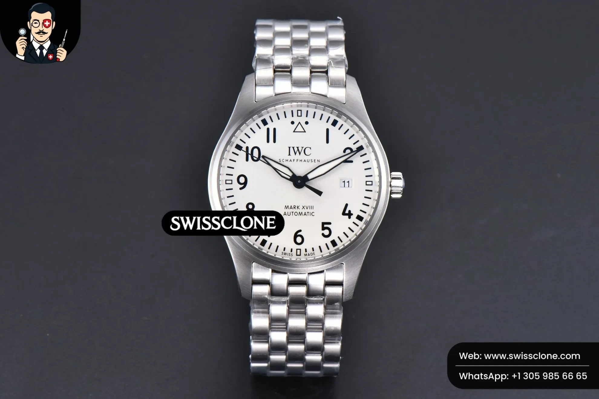 IWC Mark XVIII IWC327012 V7F 40mm White Dial V7F 1:1 Super Clone - Dial Macro Close-Up