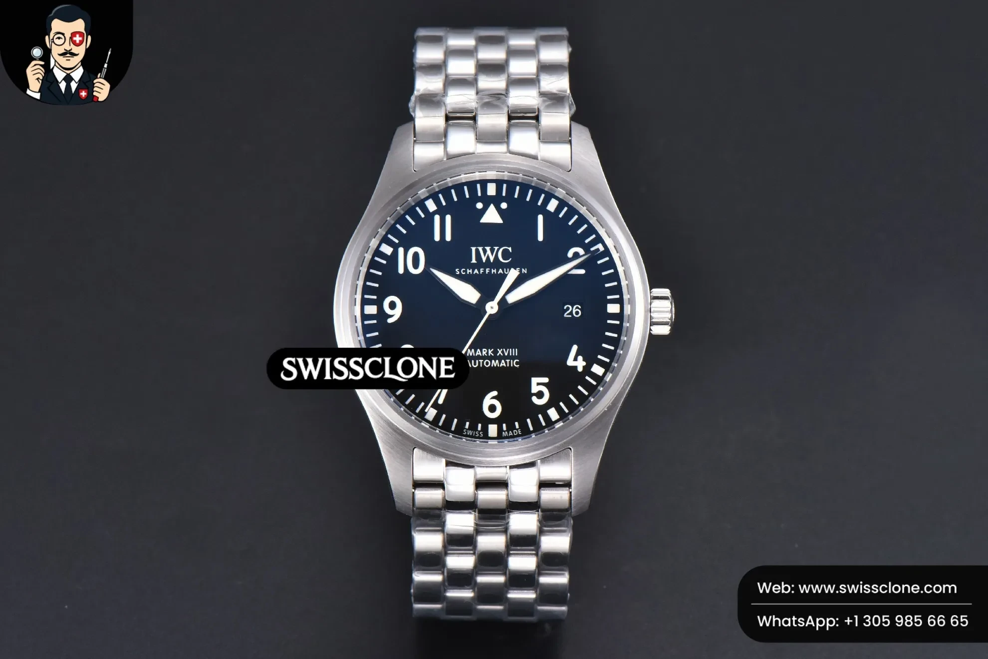 IWC Mark XVIII IWC327015 V7F 40mm Black Dial V7F 1:1 Super Clone - Dial Macro Close-Up