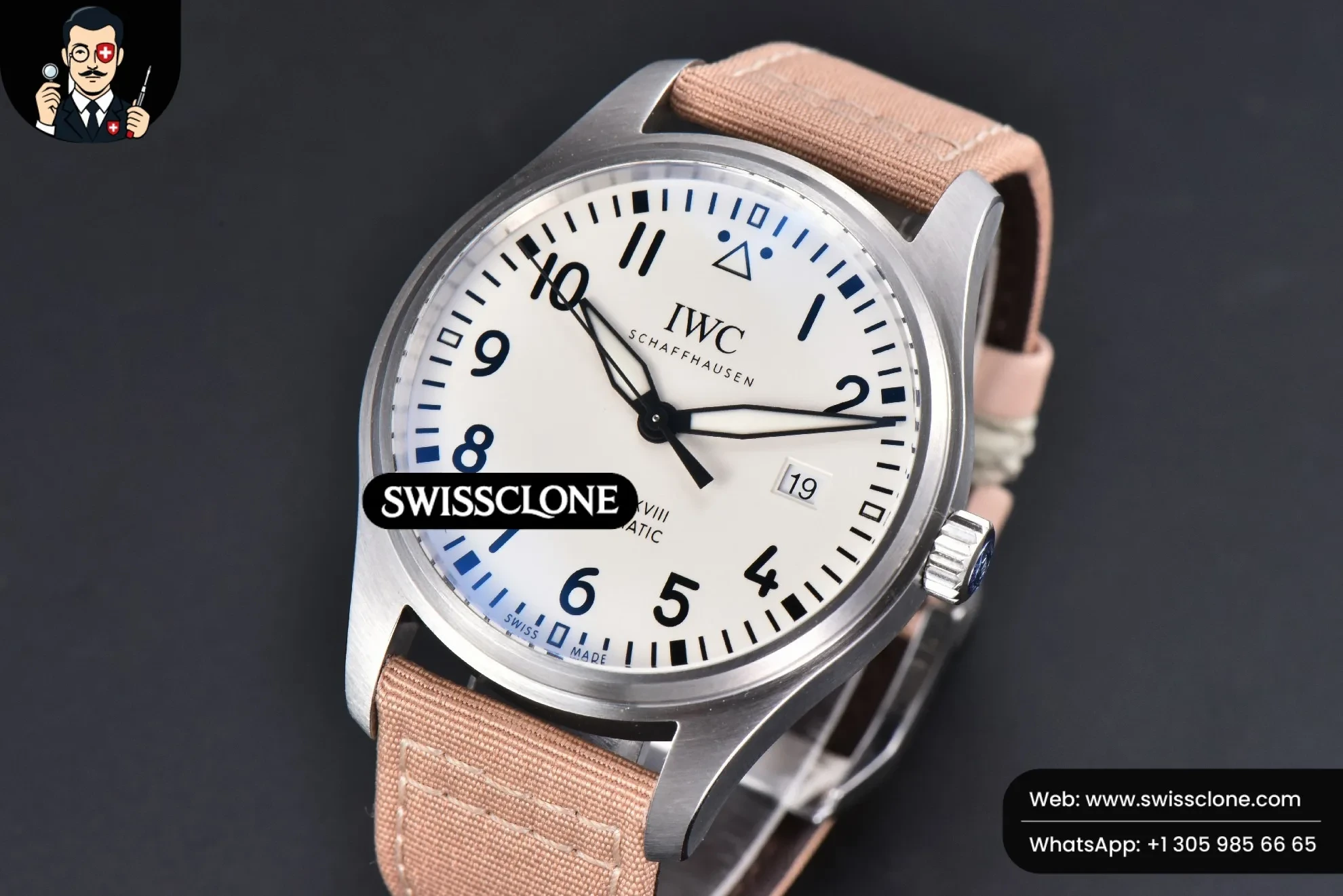 IWC Mark XVIII IWC327017 V7F 40mm White Dial Beige Leather V7F 1:1 Super Clone - Bezel & Case Profile