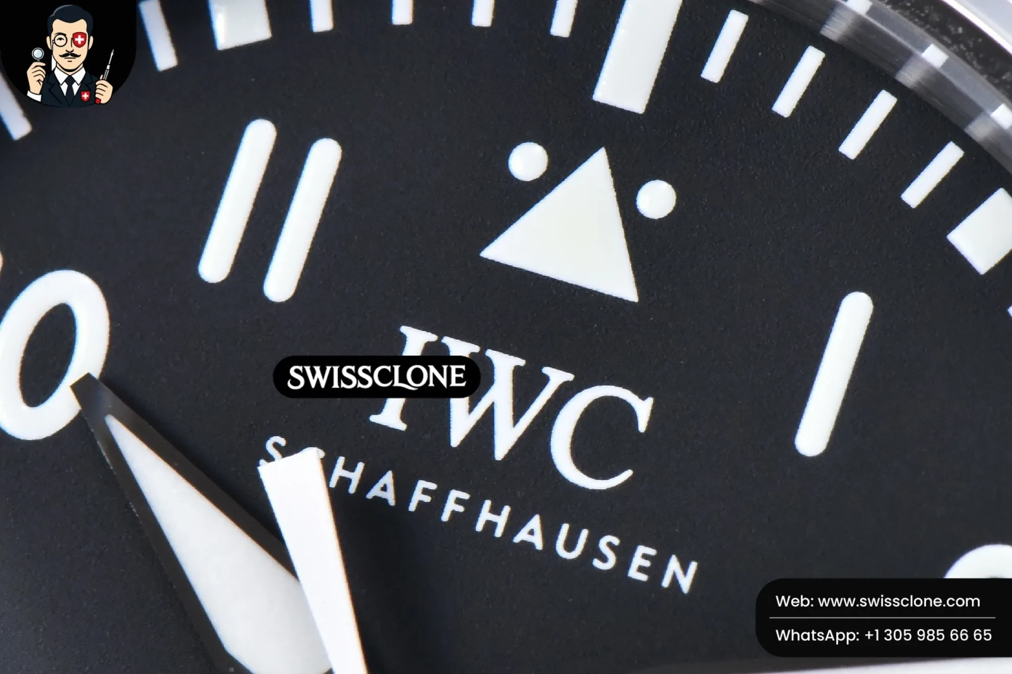 IWC Mark XX IWC328201 40mm GSF Black Dial Black Leather 1:1 Super Clone - Bezel & Case Profile
